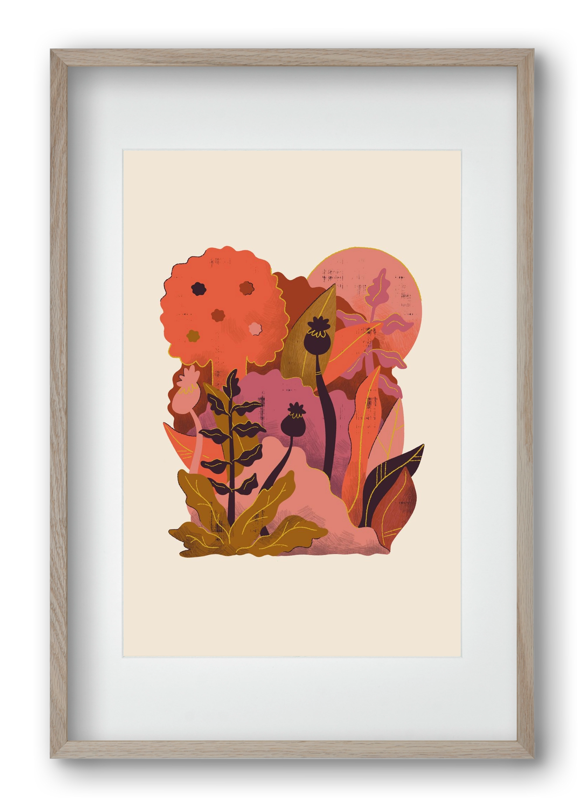 Jungle Sunset, 40x60 cm (30x45 cm), Tölgy keret, paszpartuval