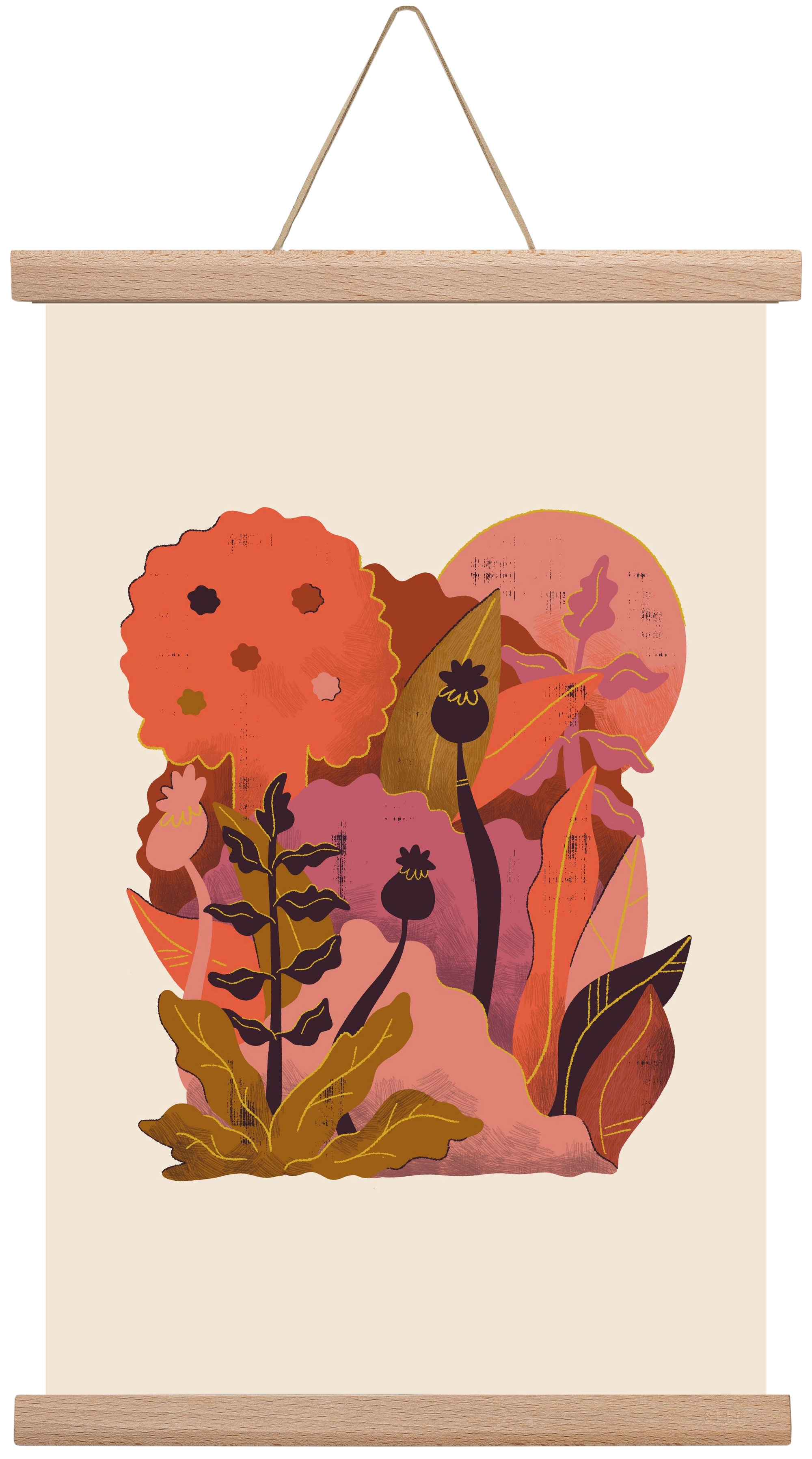 Jungle Sunset, 30x45 cm (30x45 cm), Tölgy akasztó