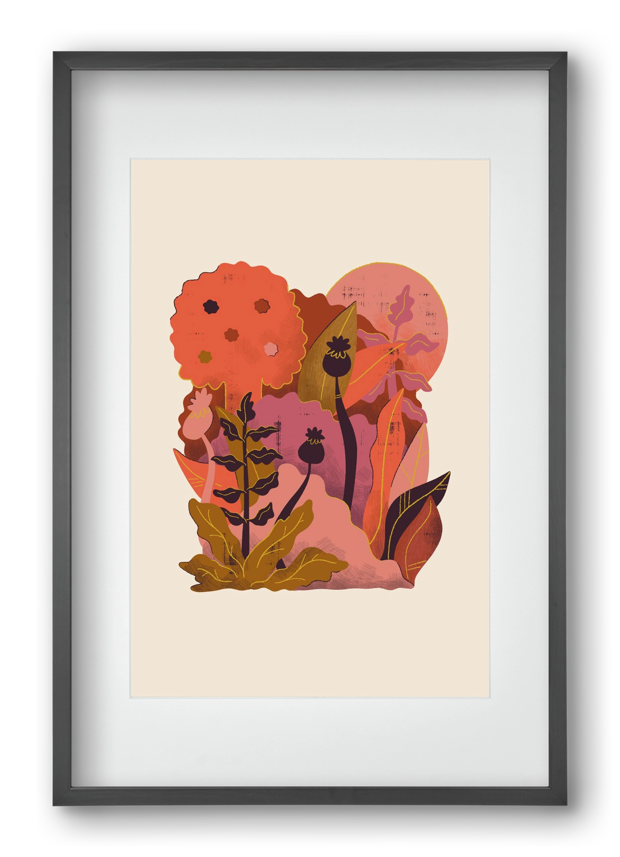 Jungle Sunset, 40x60 cm (30x45 cm), Fekete keret, paszpartuval