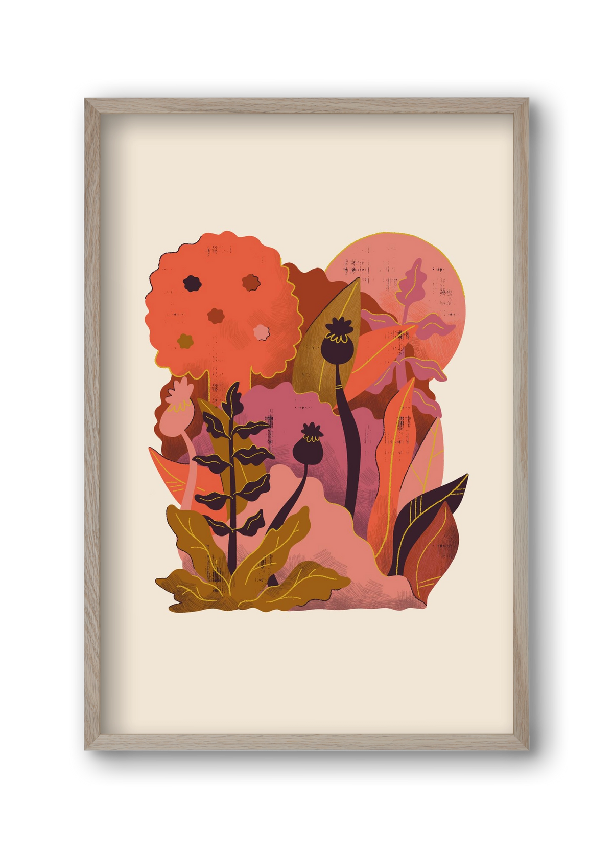 Jungle Sunset, 30x45 cm (30x45 cm), Tölgy keret