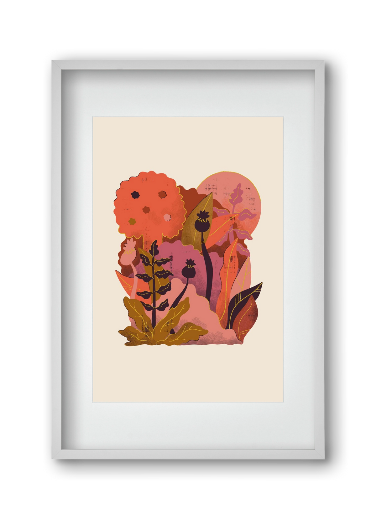 Jungle Sunset, 30x45 cm (20x30 cm), Fehér keret, paszpartuval