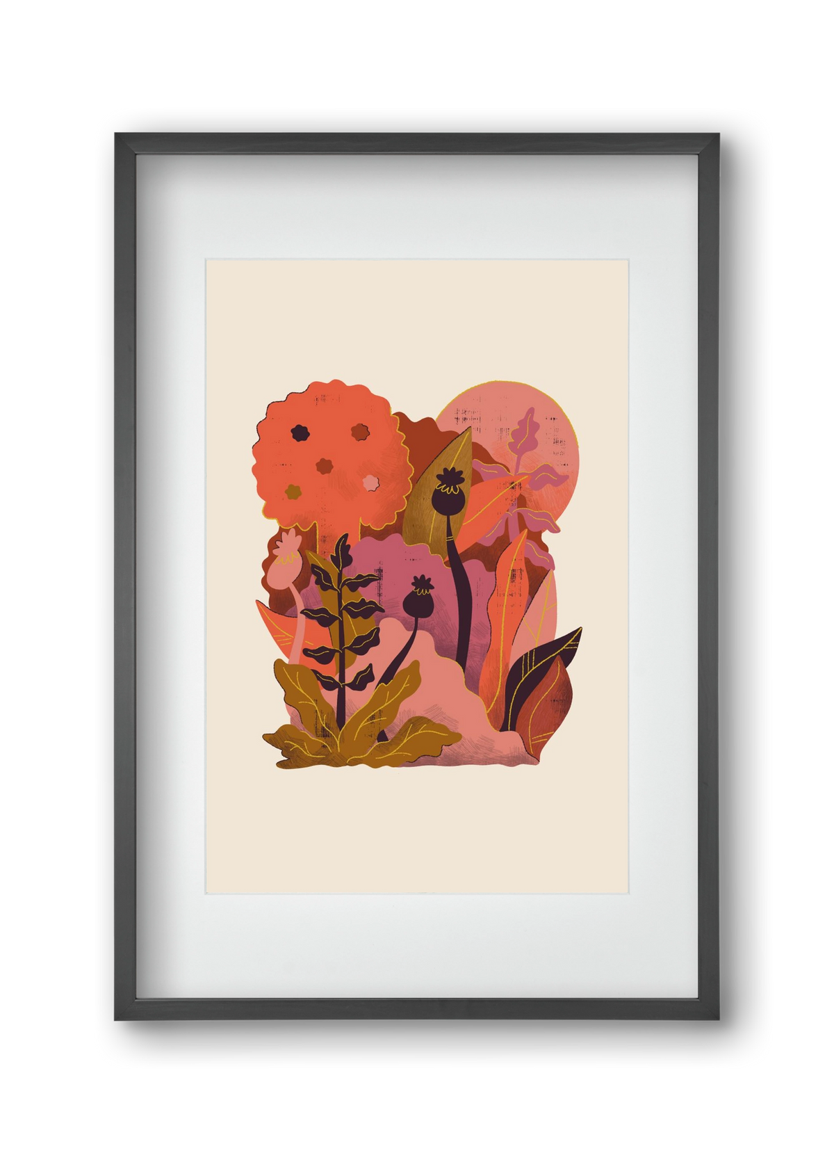 Jungle Sunset, 30x45 cm (20x30 cm), Fekete keret, paszpartuval