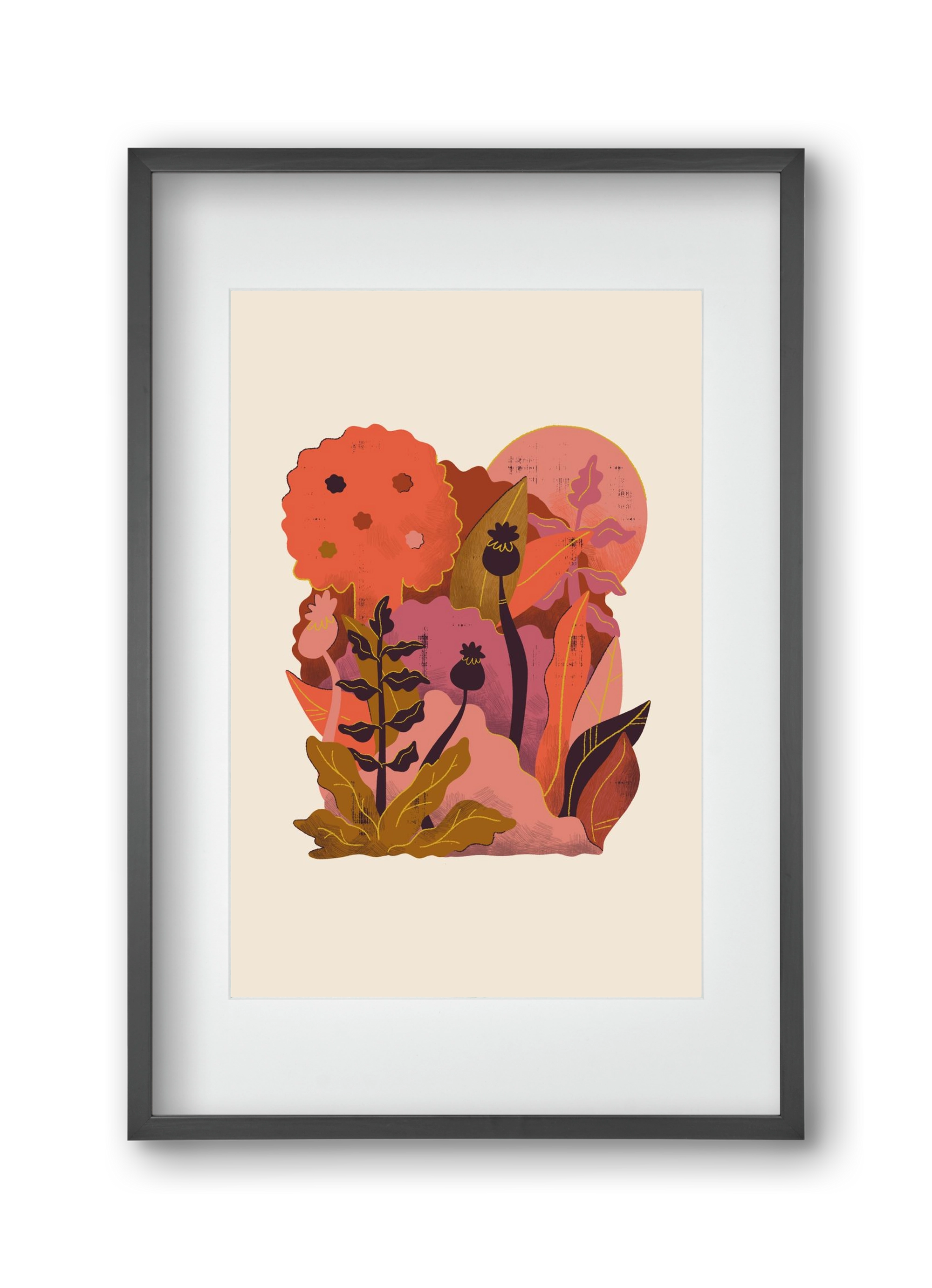 Jungle Sunset, 30x45 cm (20x30 cm), Fekete keret, paszpartuval