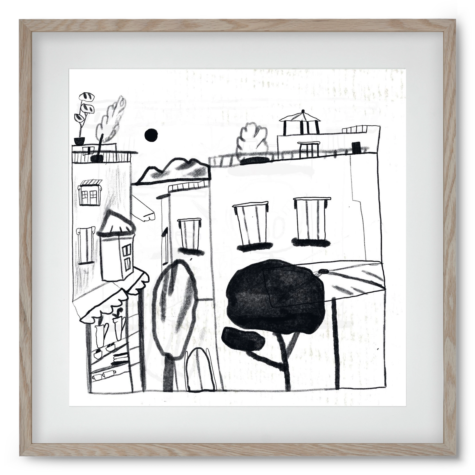 Tunis, 50x50 cm (40x40 cm), Tölgy keret, paszpartuval