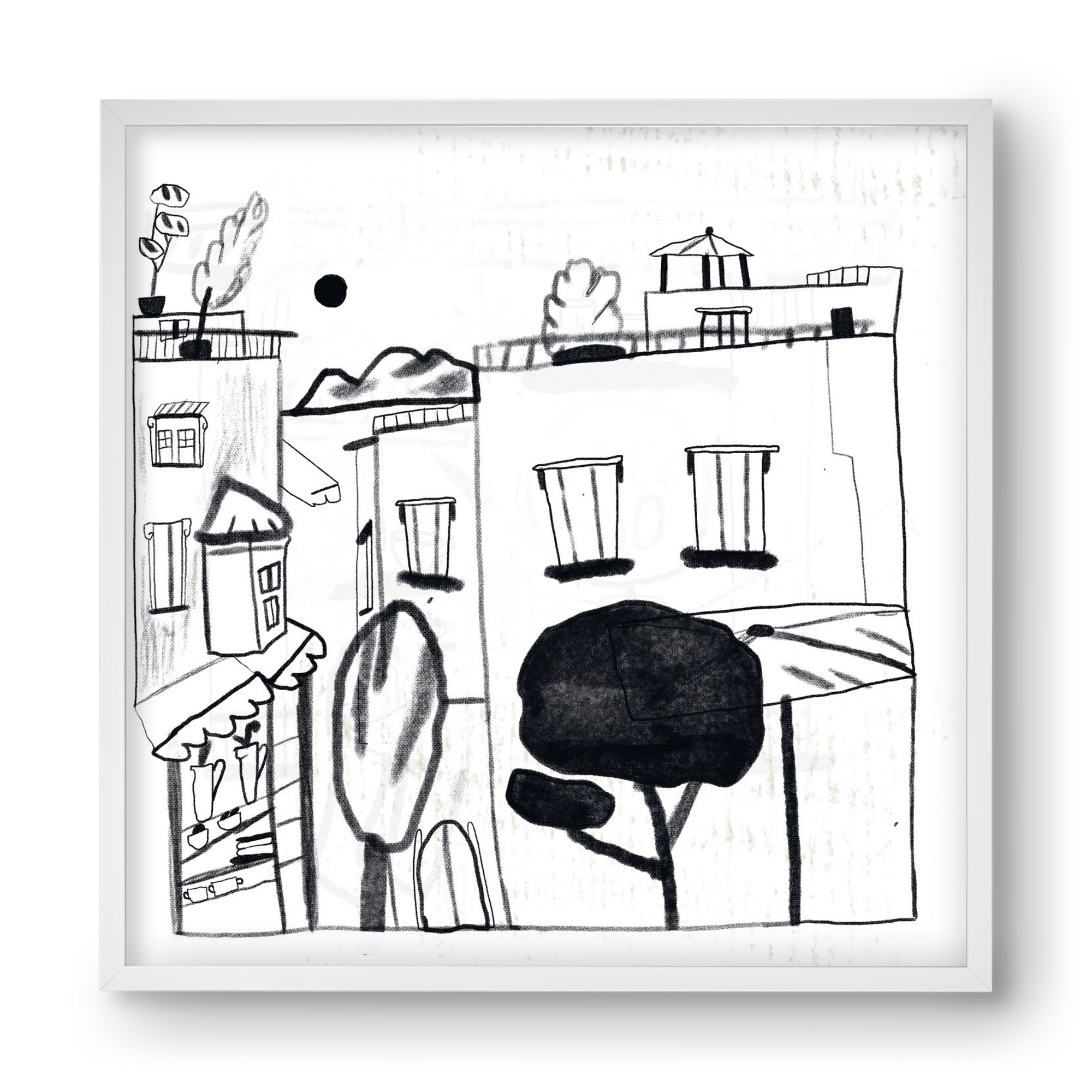 Tunis, 40x40 cm (40x40 cm), Fehér keret