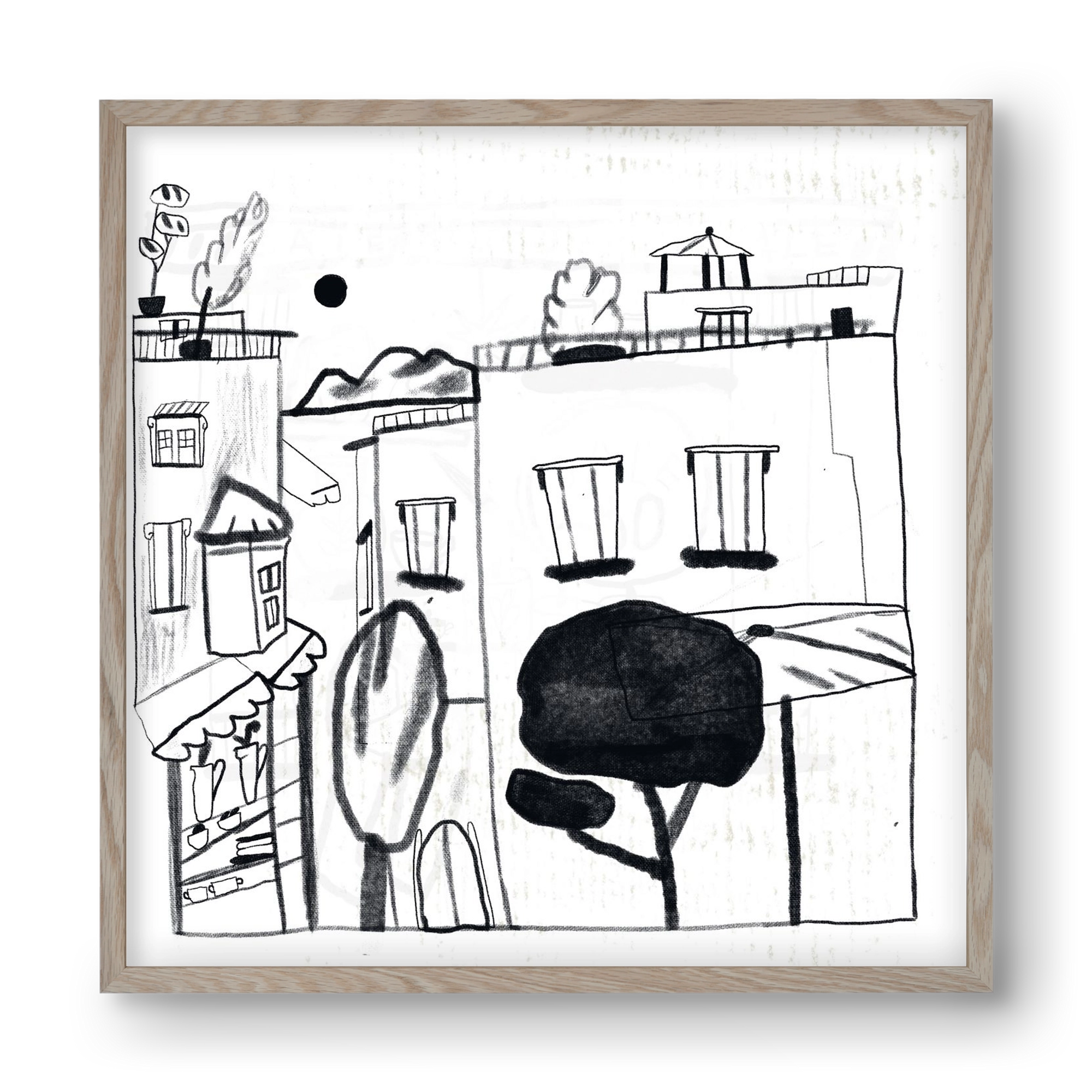 Tunis, 40x40 cm (40x40 cm), Tölgy keret