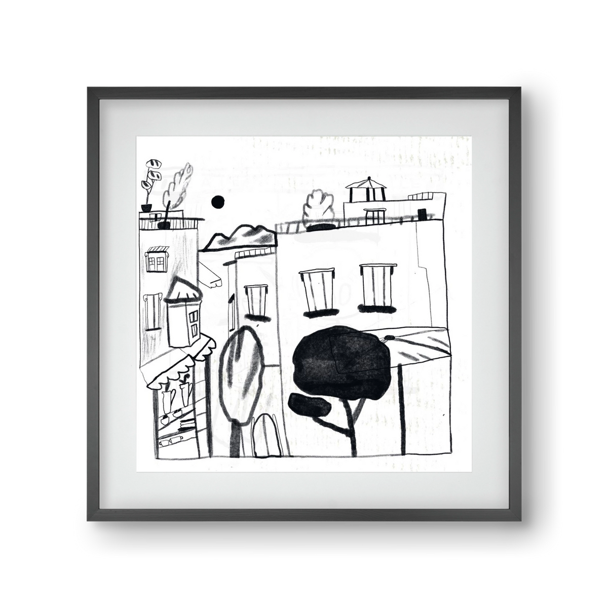 Tunis, 30x30 cm (20x20 cm), Fekete keret, paszpartuval