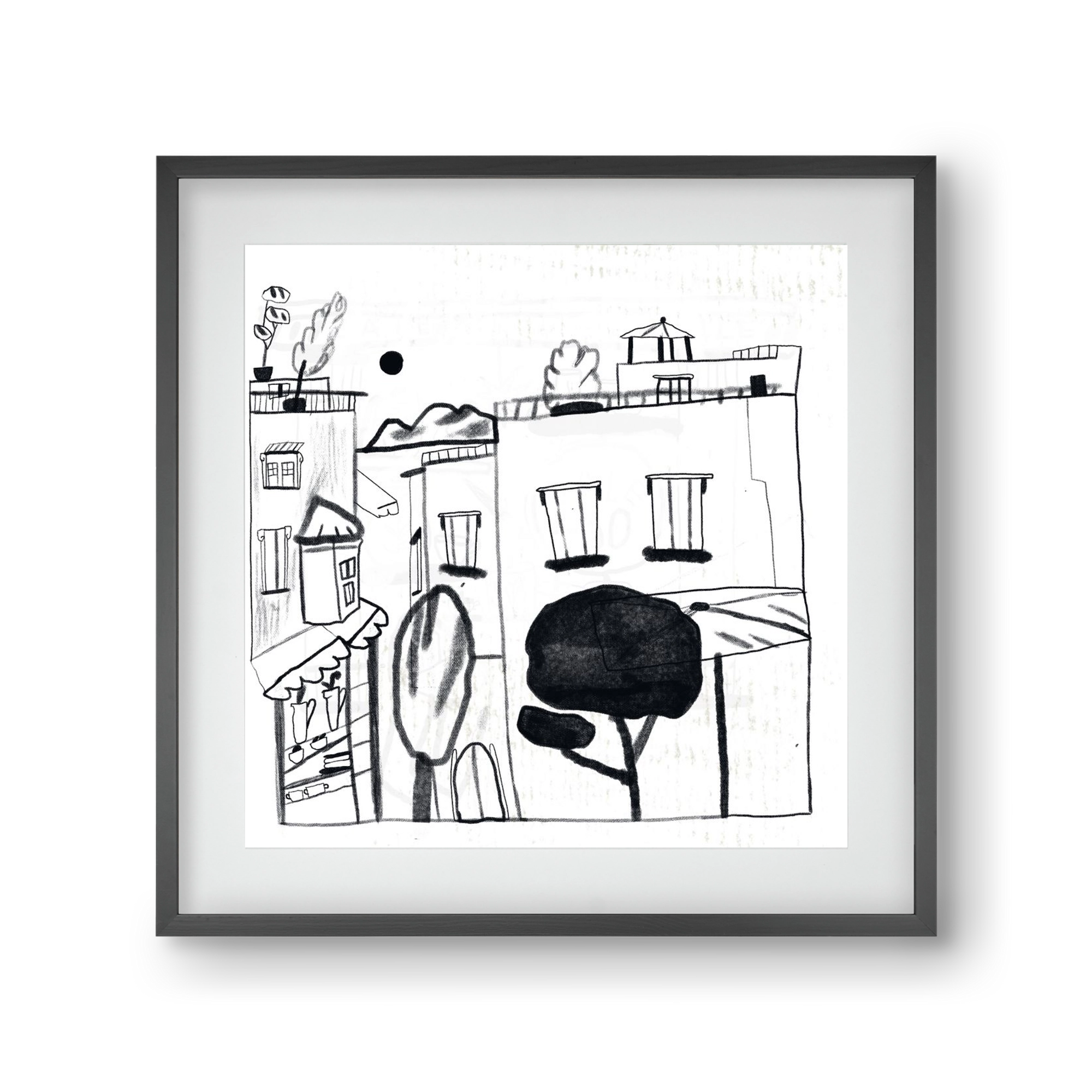 Tunis, 30x30 cm (20x20 cm), Fekete keret, paszpartuval