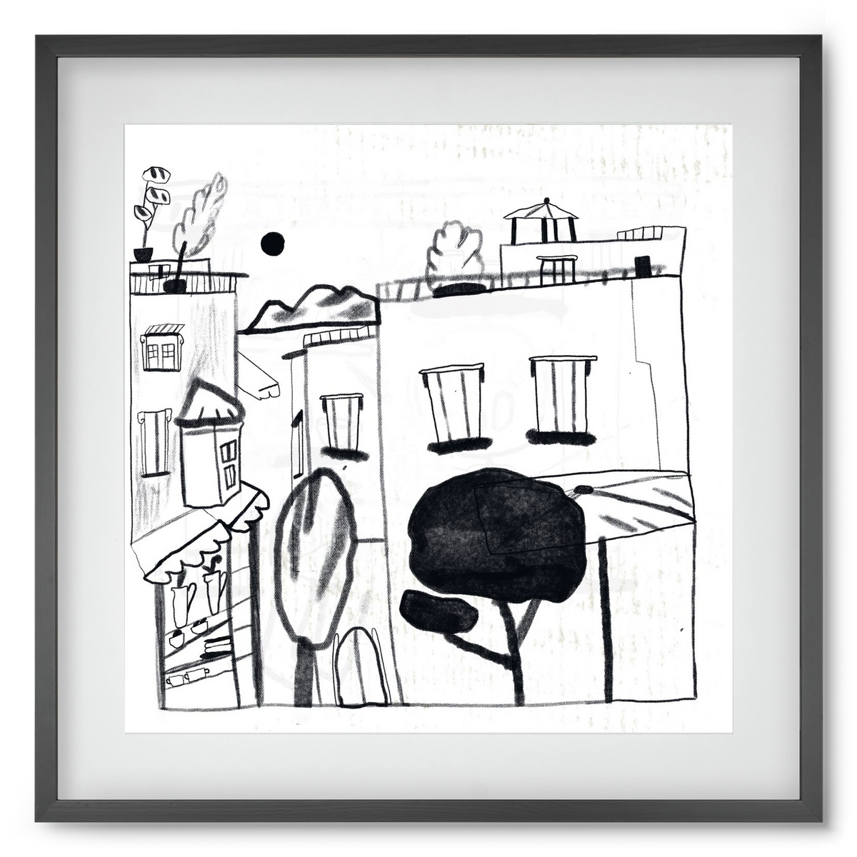 Tunis, 50x50 cm (40x40 cm), Fekete keret, paszpartuval