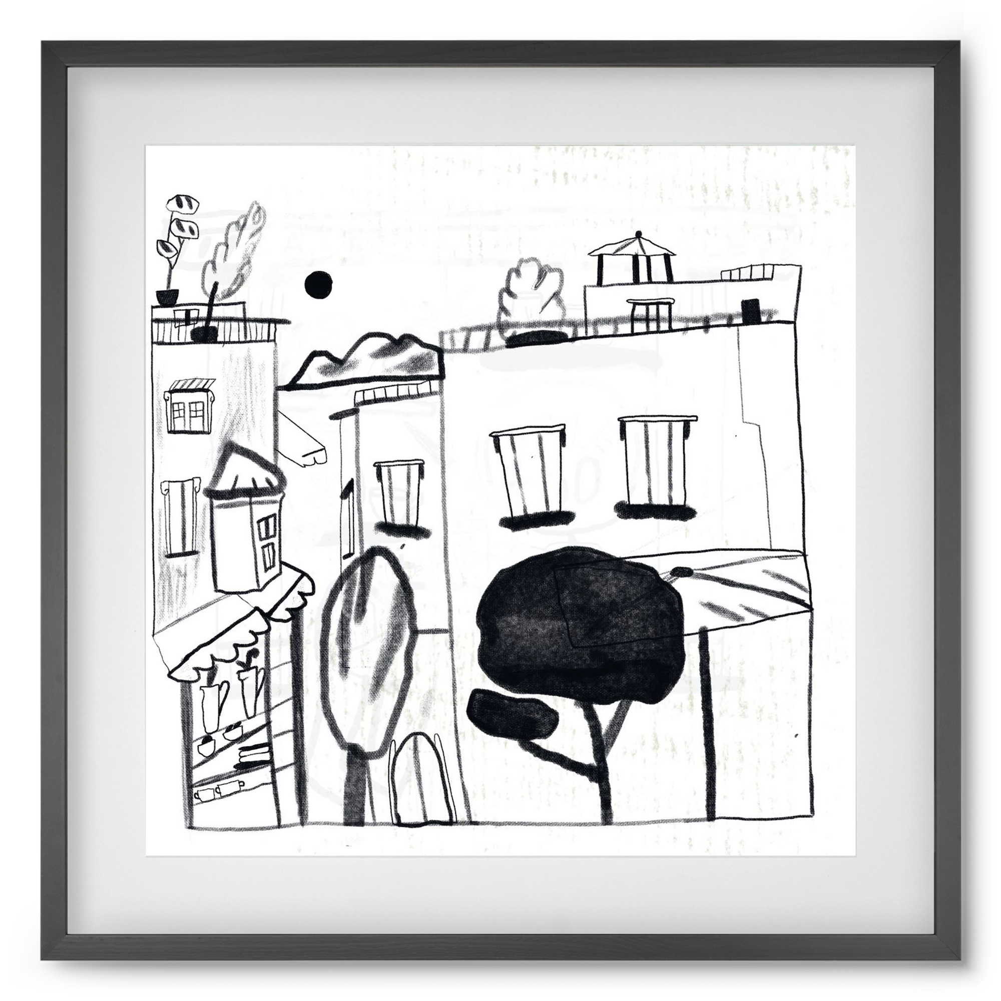 Tunis, 50x50 cm (40x40 cm), Fekete keret, paszpartuval