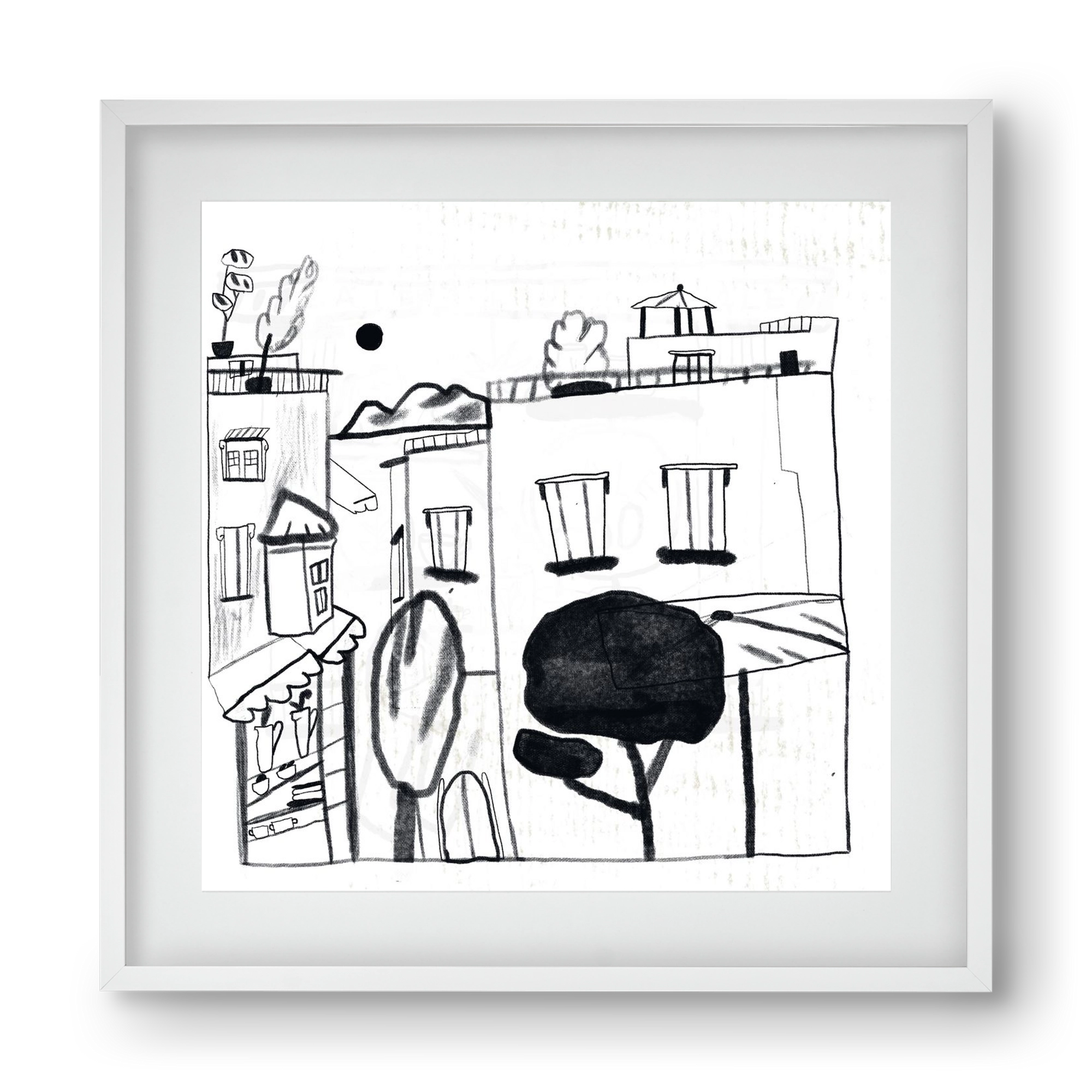 Tunis, 40x40 cm (30x30 cm), Fehér keret, paszpartuval