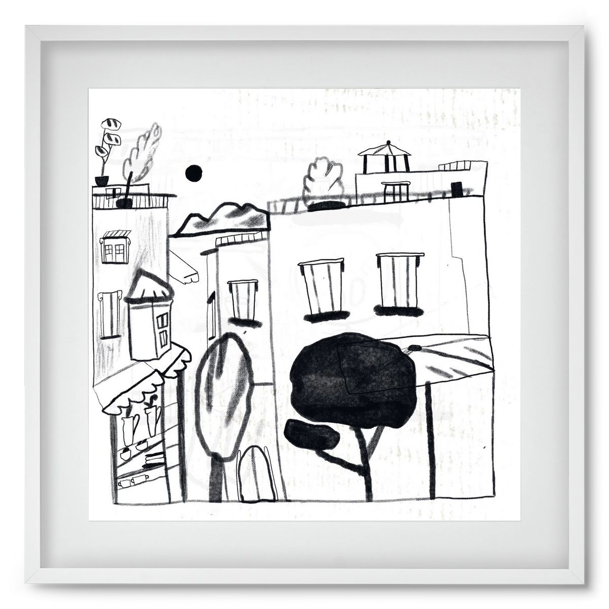 Tunis, 50x50 cm (40x40 cm), Fehér keret, paszpartuval