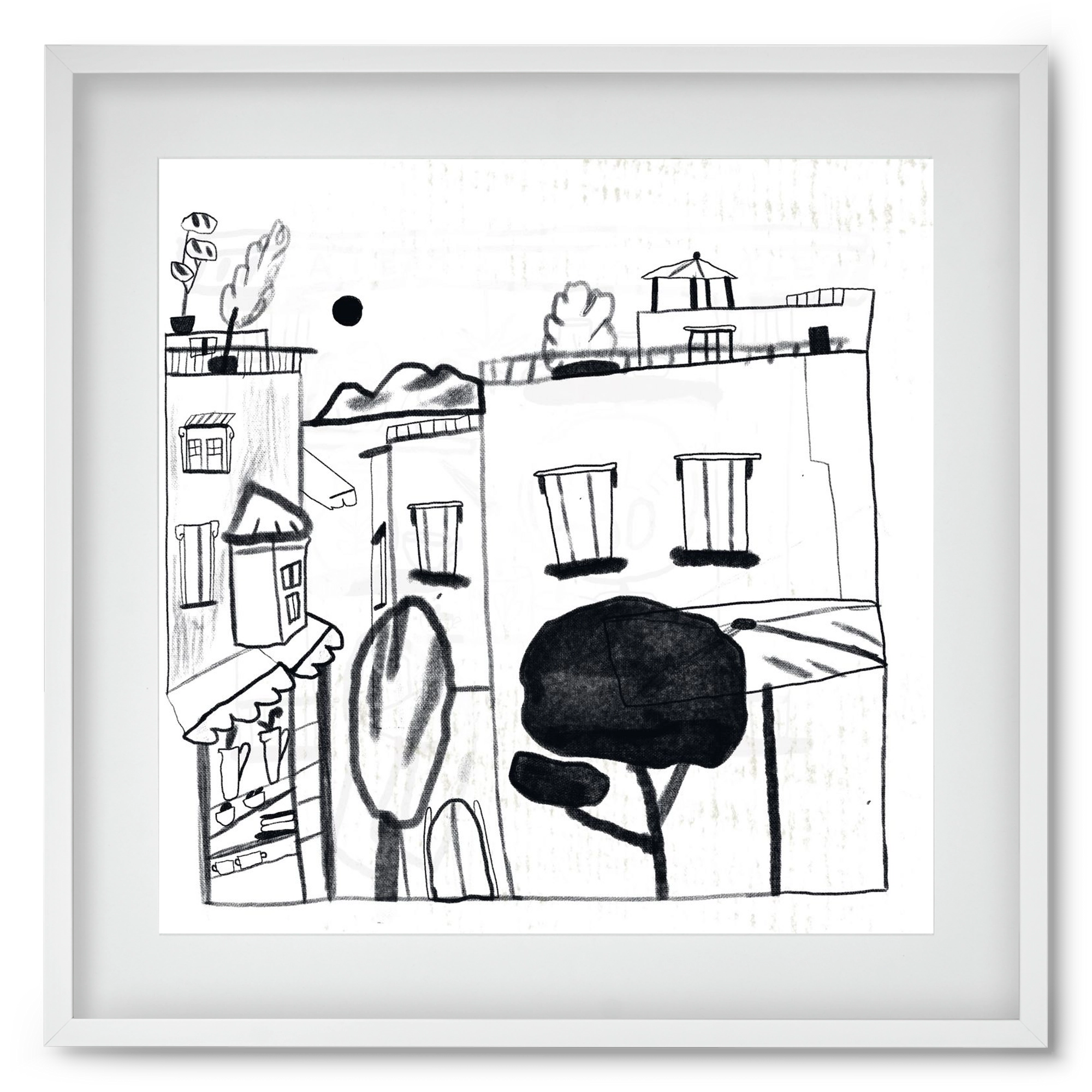 Tunis, 50x50 cm (40x40 cm), Fehér keret, paszpartuval