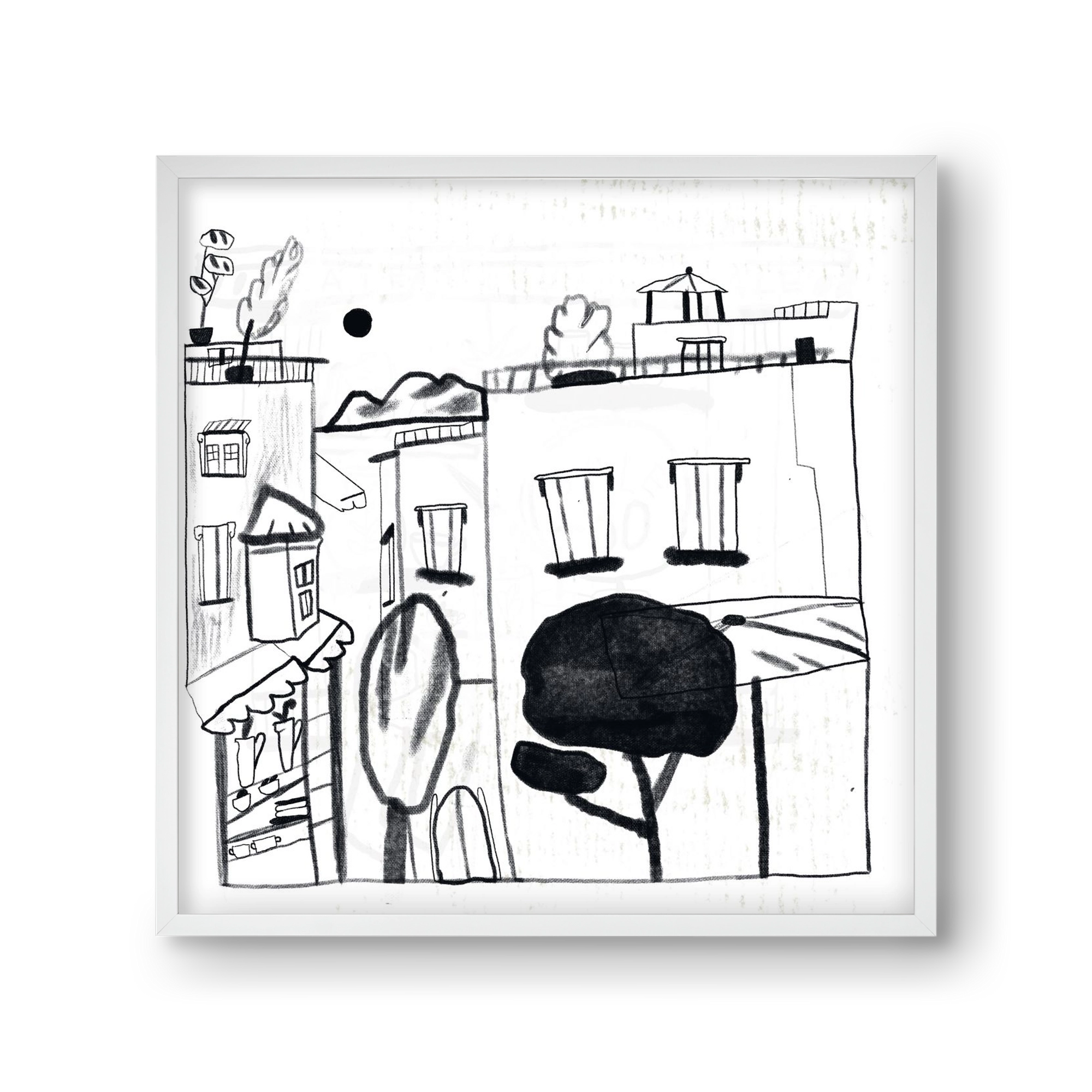 Tunis, 30x30 cm (30x30 cm), Fehér keret