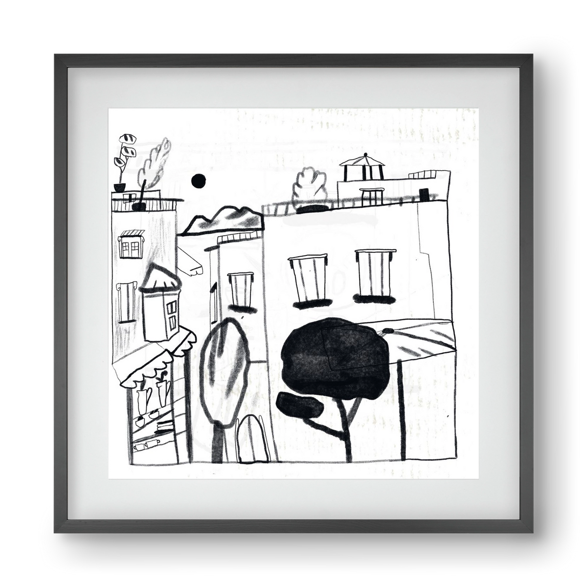 Tunis, 40x40 cm (30x30 cm), Fekete keret, paszpartuval