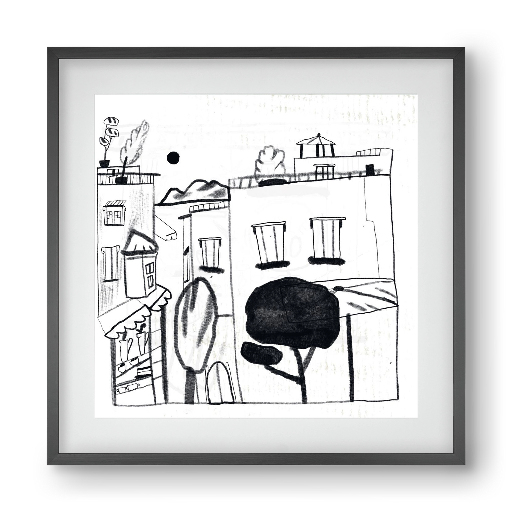 Tunis, 40x40 cm (30x30 cm), Fekete keret, paszpartuval