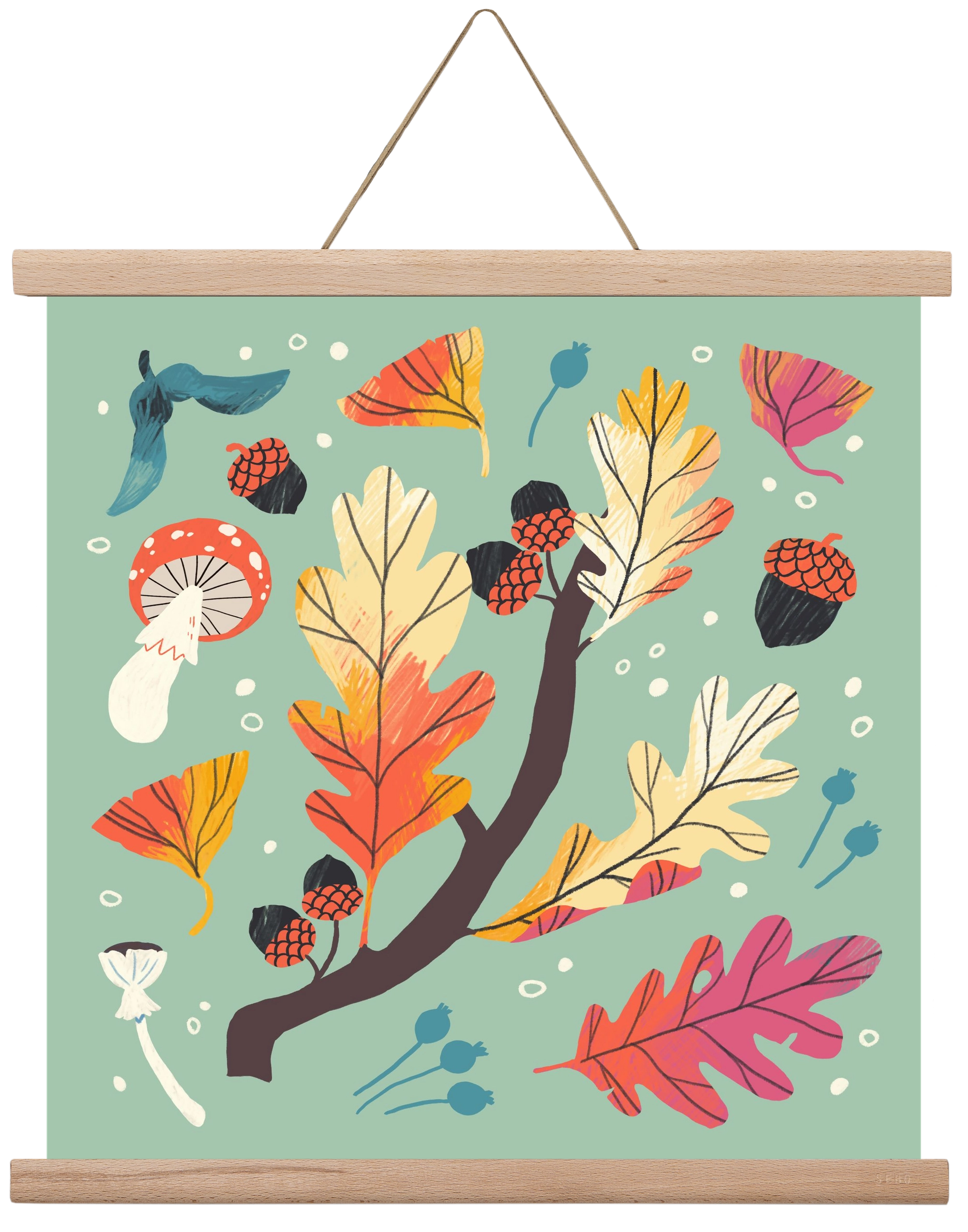 Őszi kincsek, 40x40 cm (40x40 cm), Tölgy akasztó