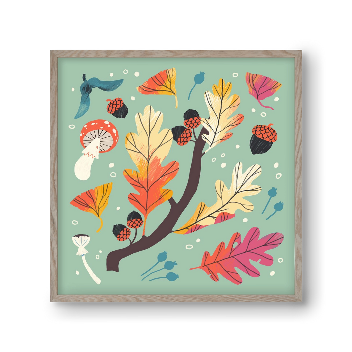 Őszi kincsek, 30x30 cm (30x30 cm), Tölgy keret