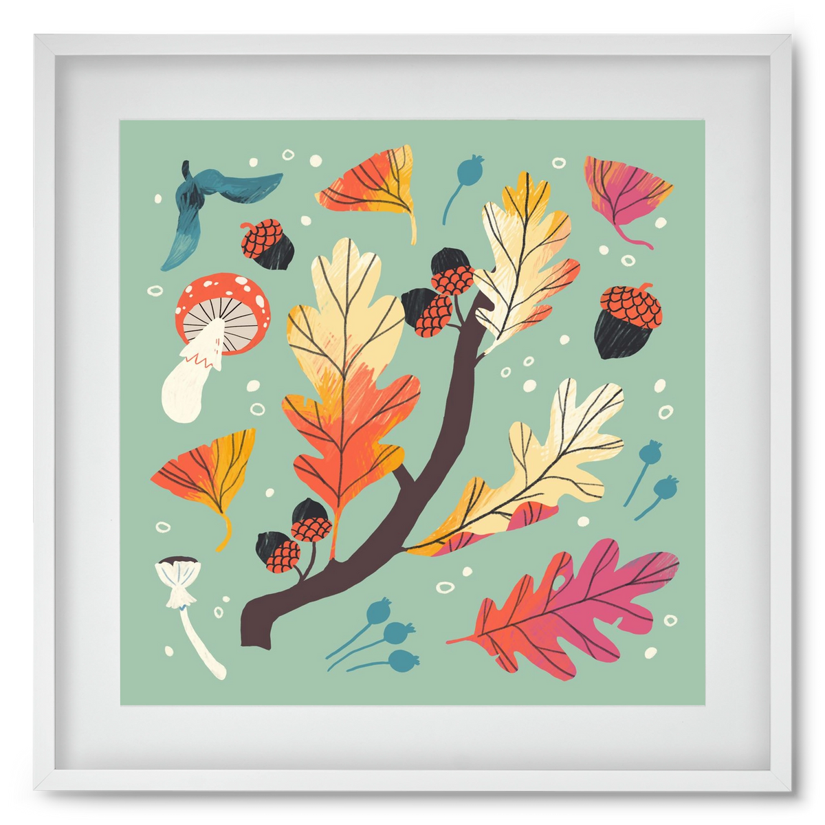 Őszi kincsek, 50x50 cm (40x40 cm), Fehér keret, paszpartuval