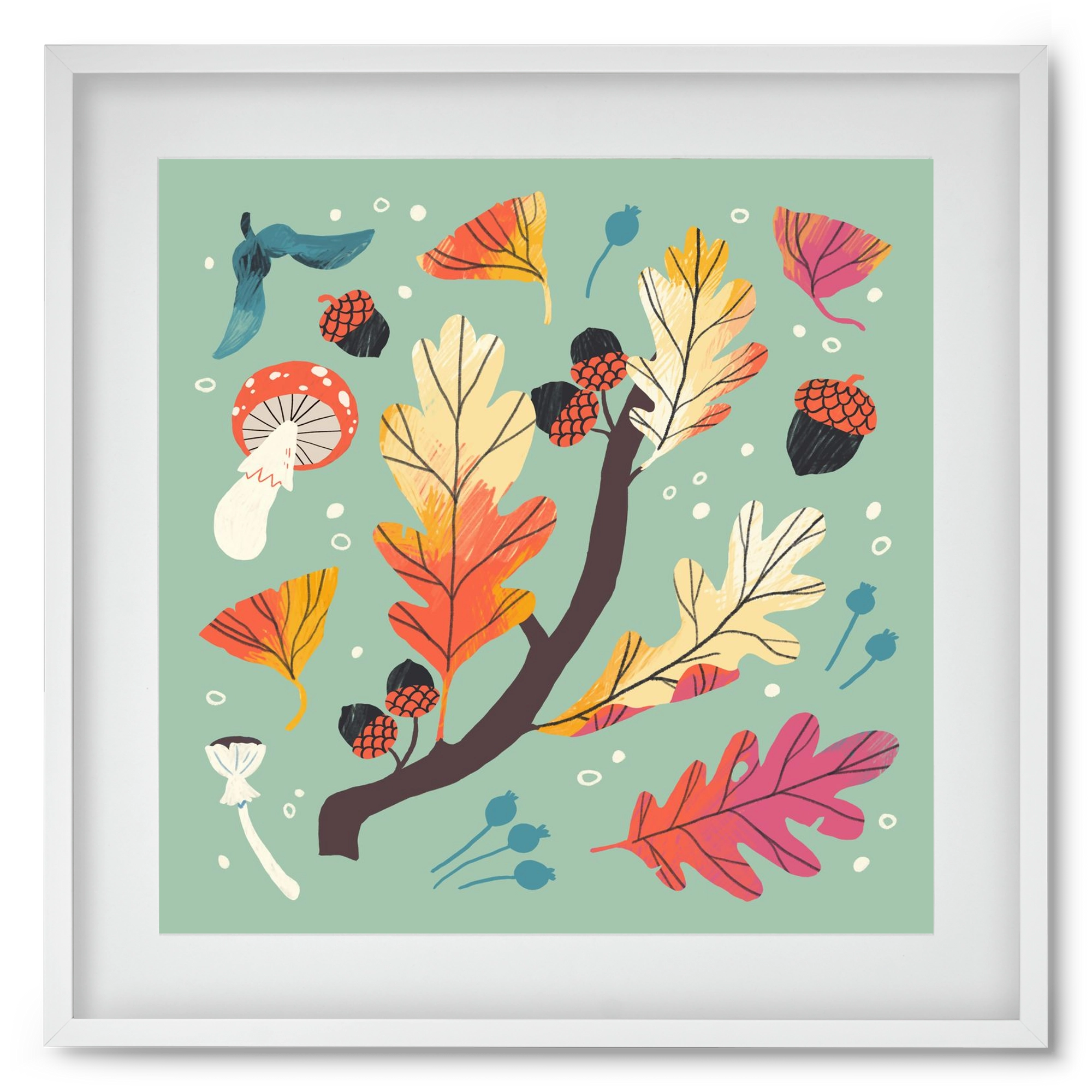 Őszi kincsek, 50x50 cm (40x40 cm), Fehér keret, paszpartuval