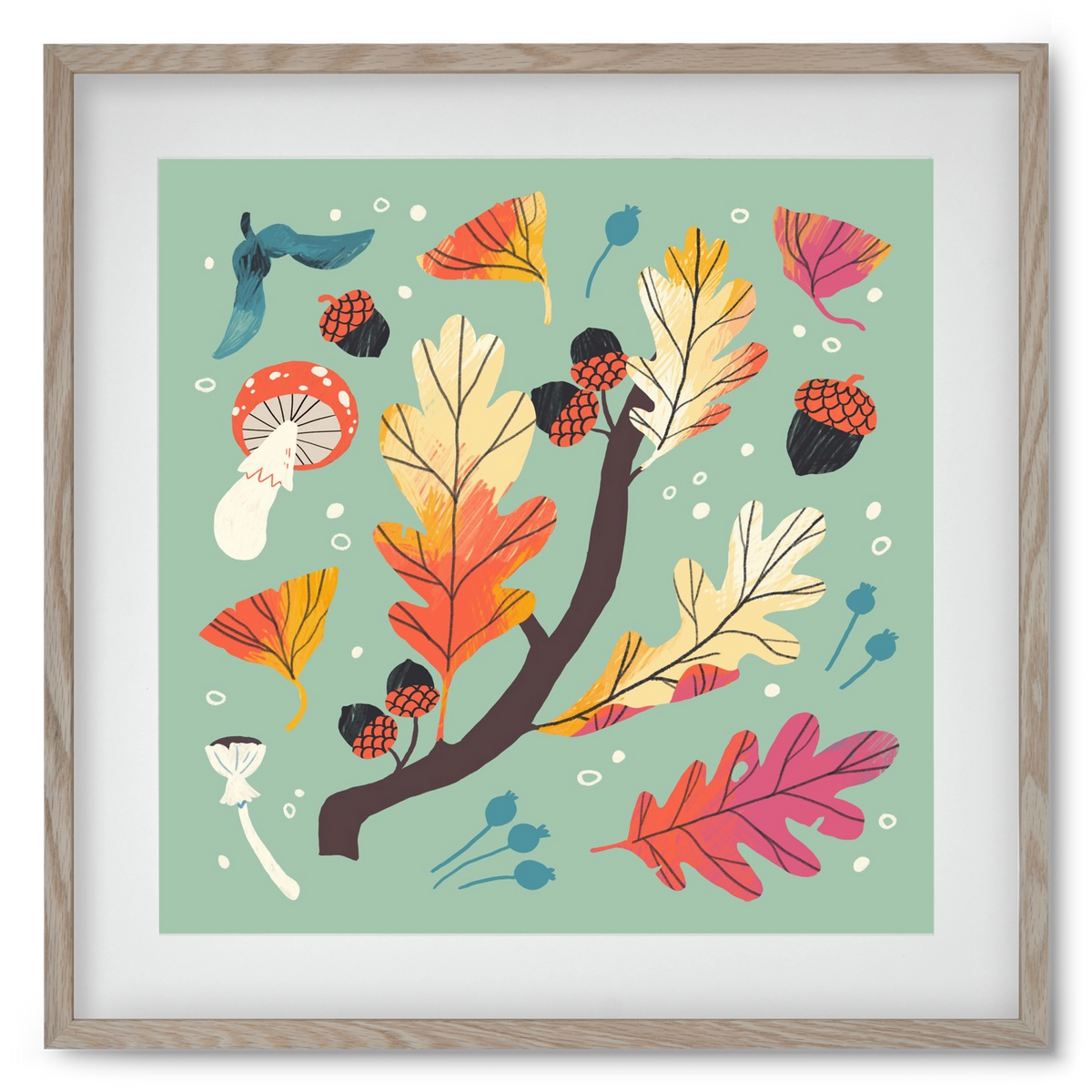 Őszi kincsek, 50x50 cm (40x40 cm), Tölgy keret, paszpartuval