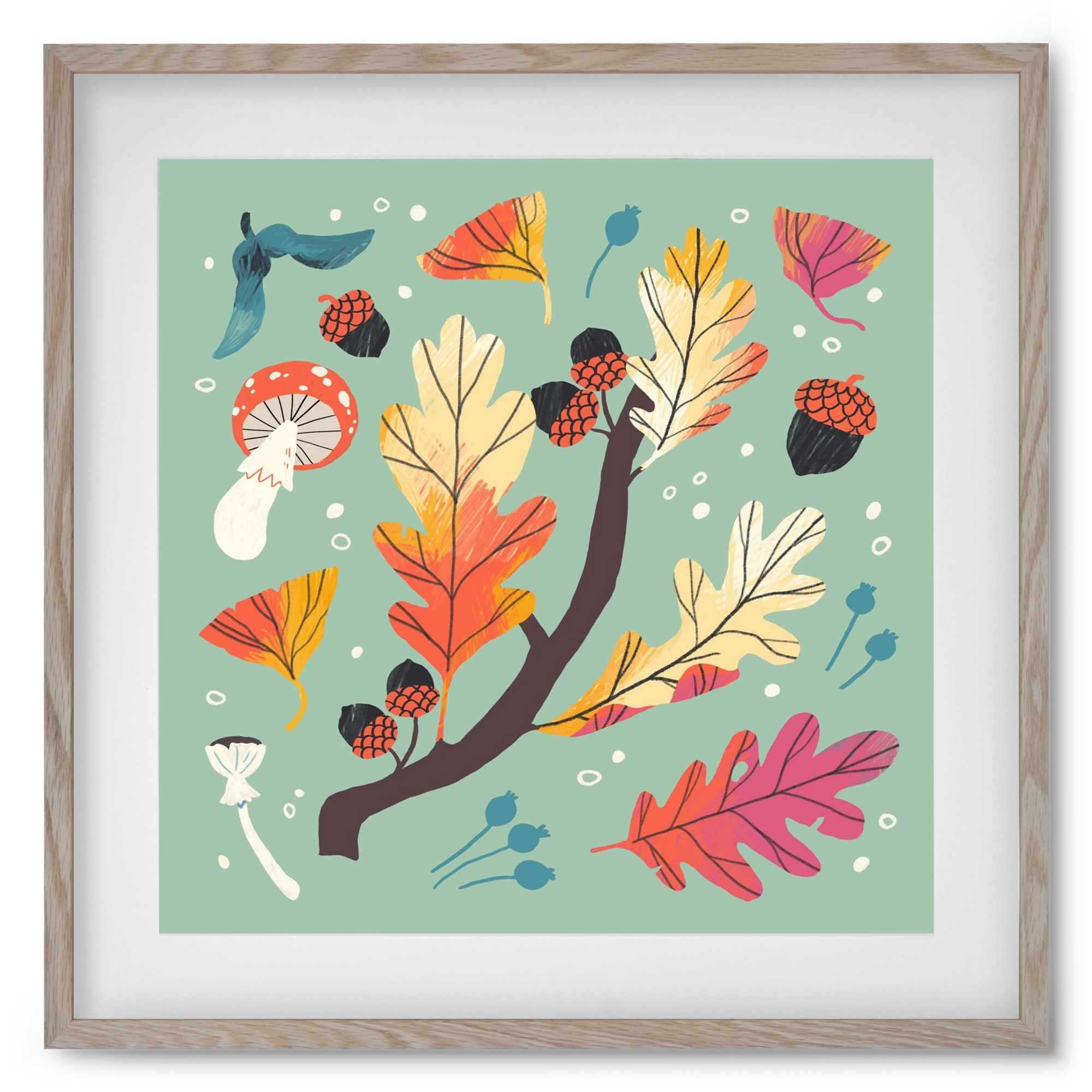 Őszi kincsek, 50x50 cm (40x40 cm), Tölgy keret, paszpartuval