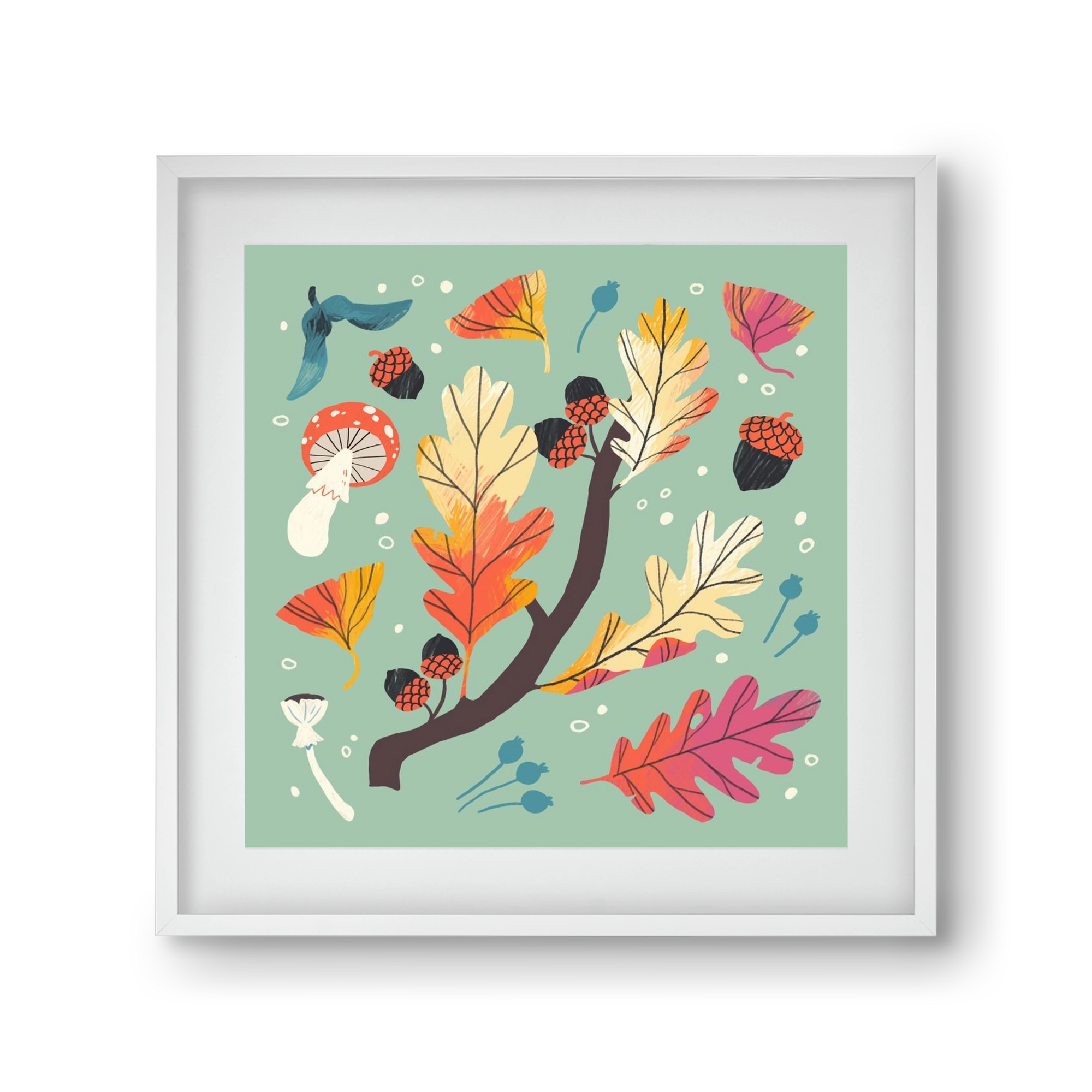 Őszi kincsek, 30x30 cm (20x20 cm), Fehér keret, paszpartuval