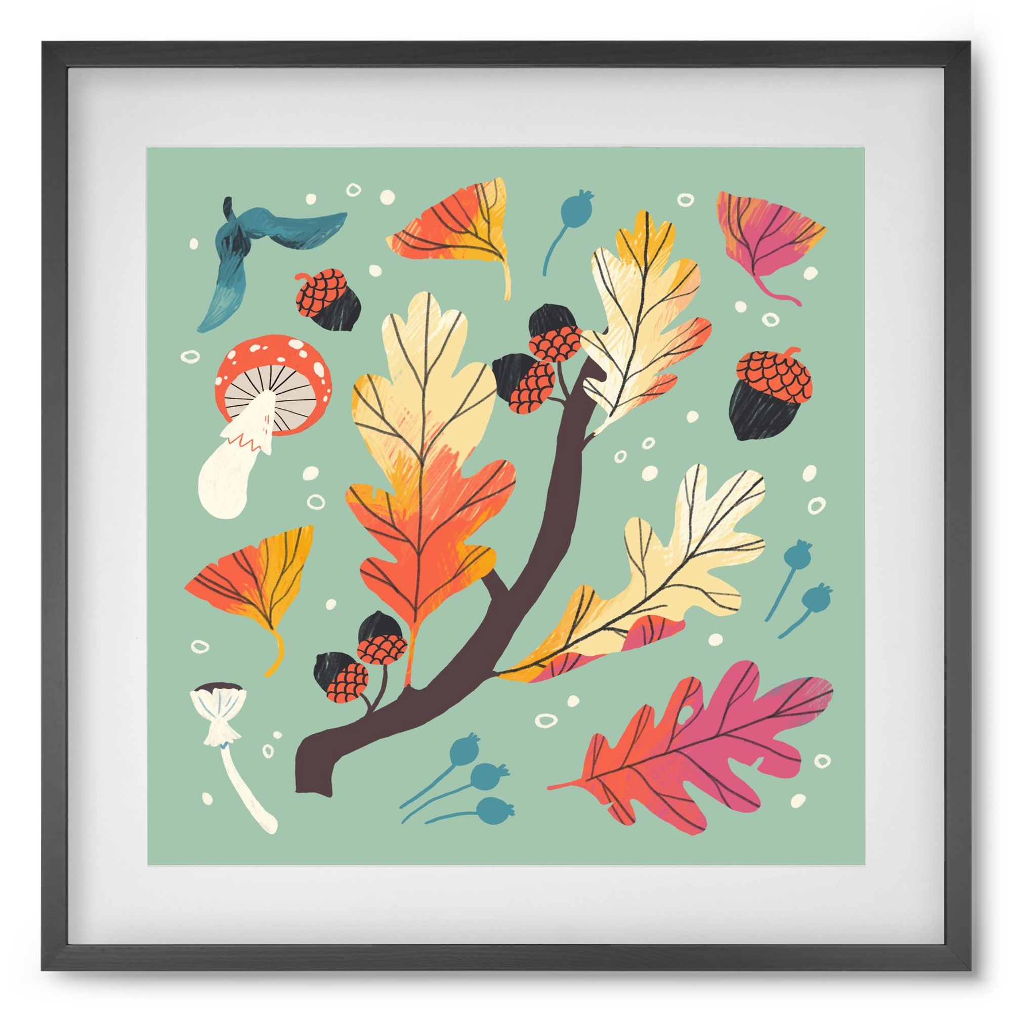 Őszi kincsek, 50x50 cm (40x40 cm), Fekete keret, paszpartuval