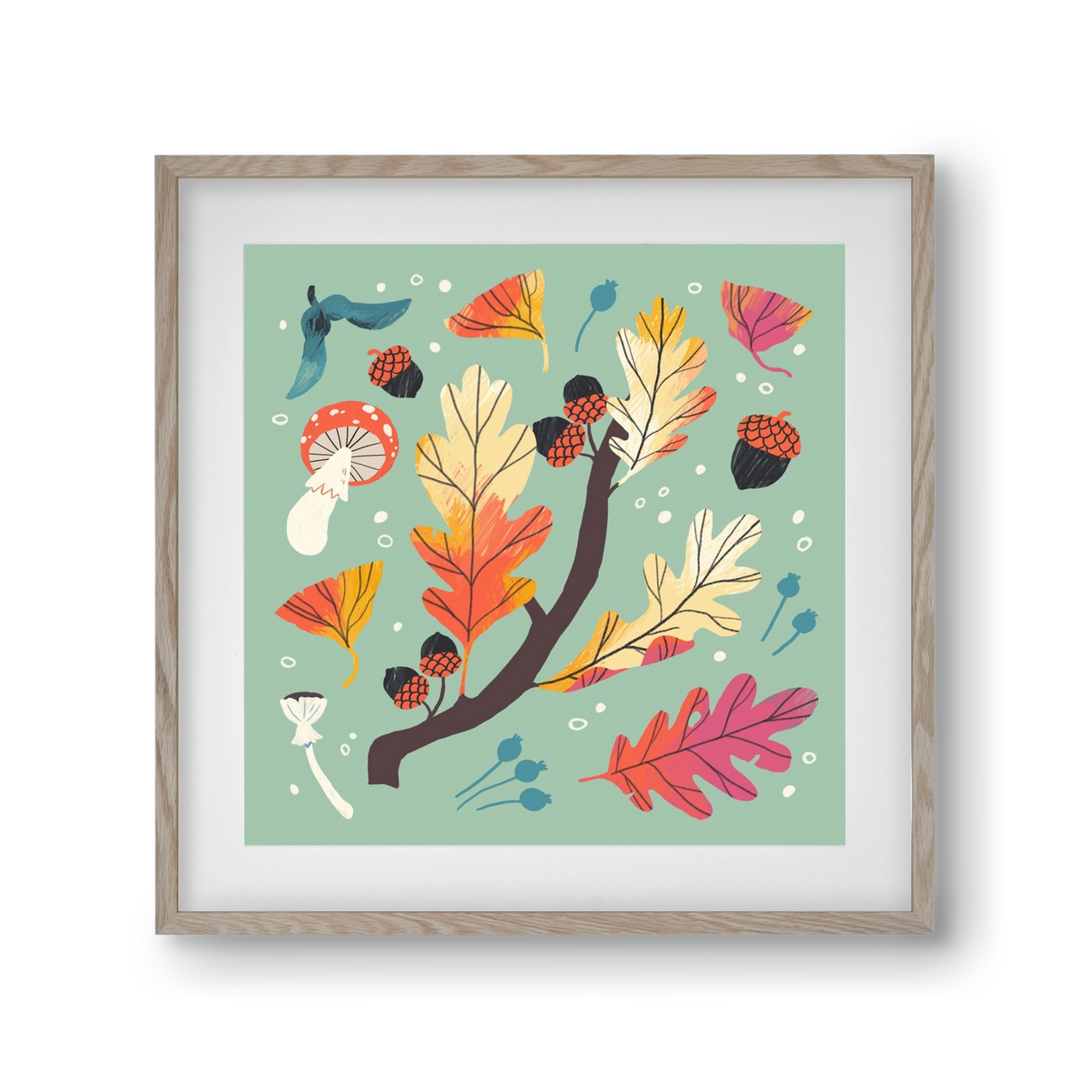 Őszi kincsek, 30x30 cm (20x20 cm), Tölgy keret, paszpartuval