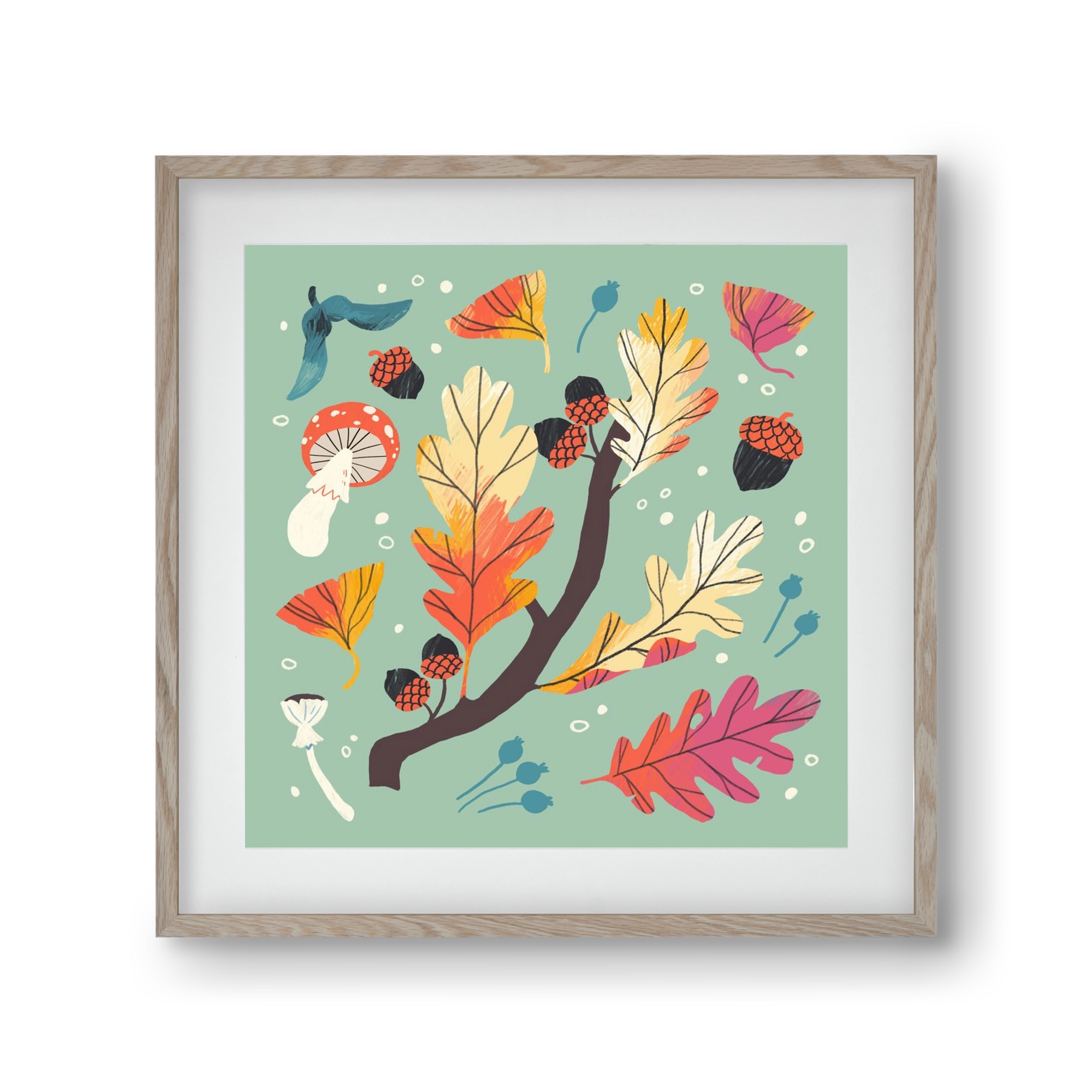 Őszi kincsek, 30x30 cm (20x20 cm), Tölgy keret, paszpartuval