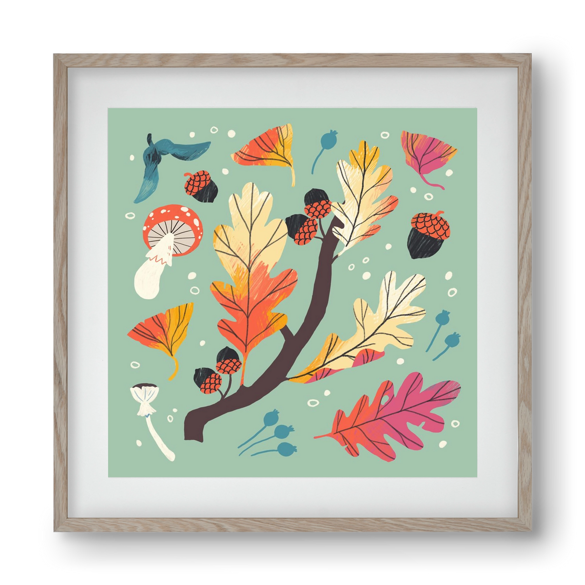 Őszi kincsek, 40x40 cm (30x30 cm), Tölgy keret, paszpartuval