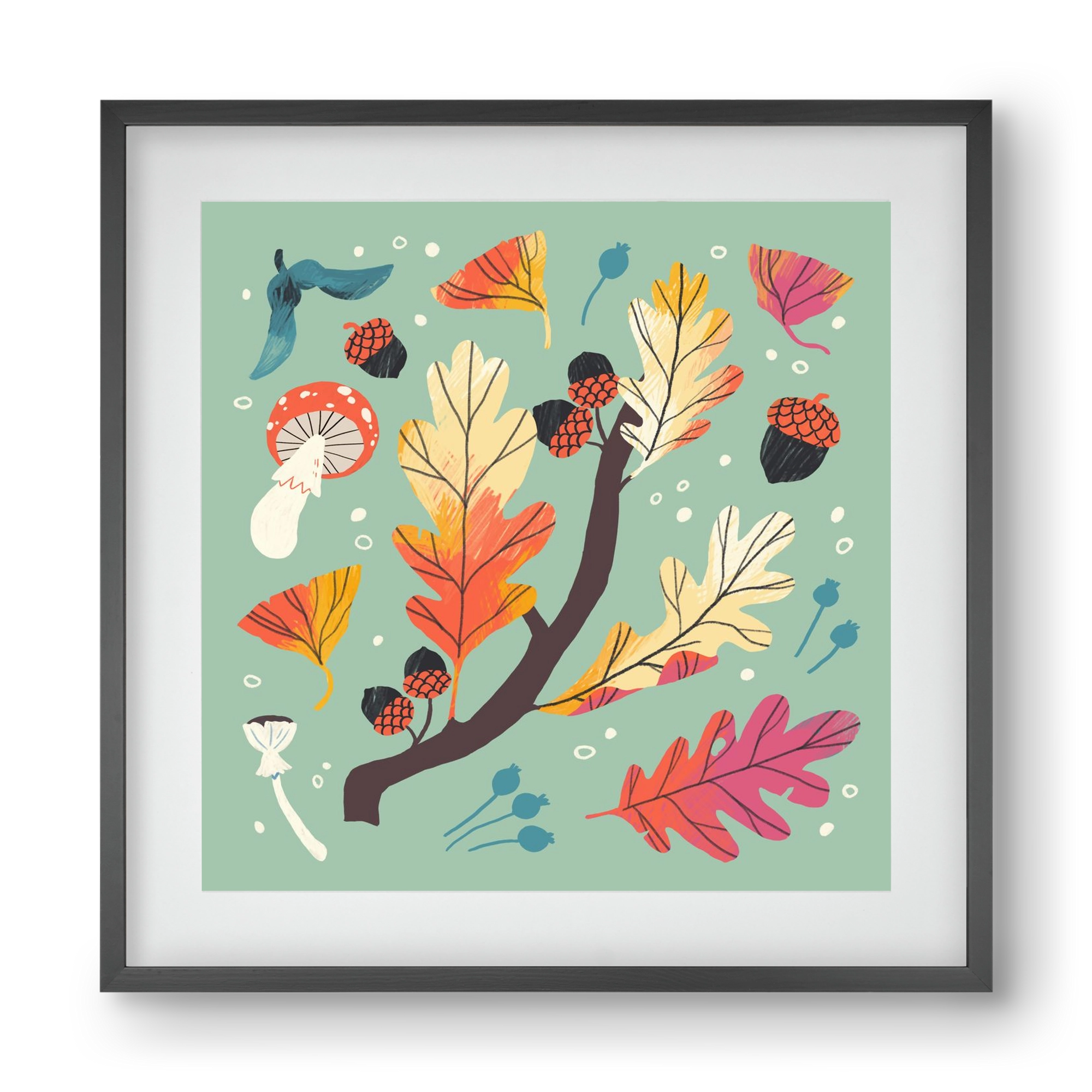 Őszi kincsek, 40x40 cm (30x30 cm), Fekete keret, paszpartuval