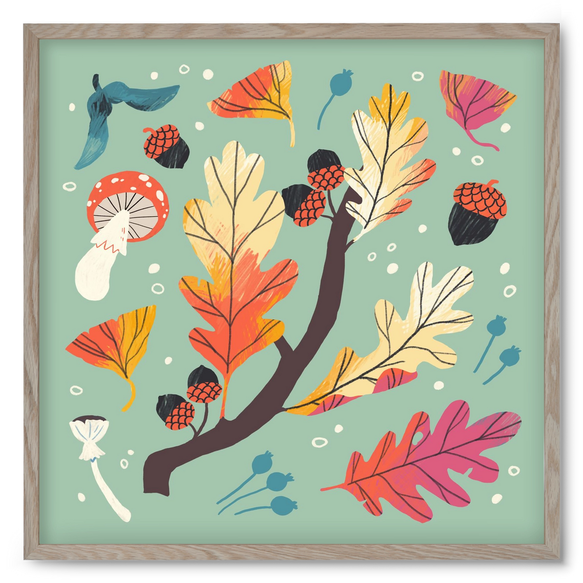 Őszi kincsek, 50x50 cm (50x50 cm), Tölgy keret