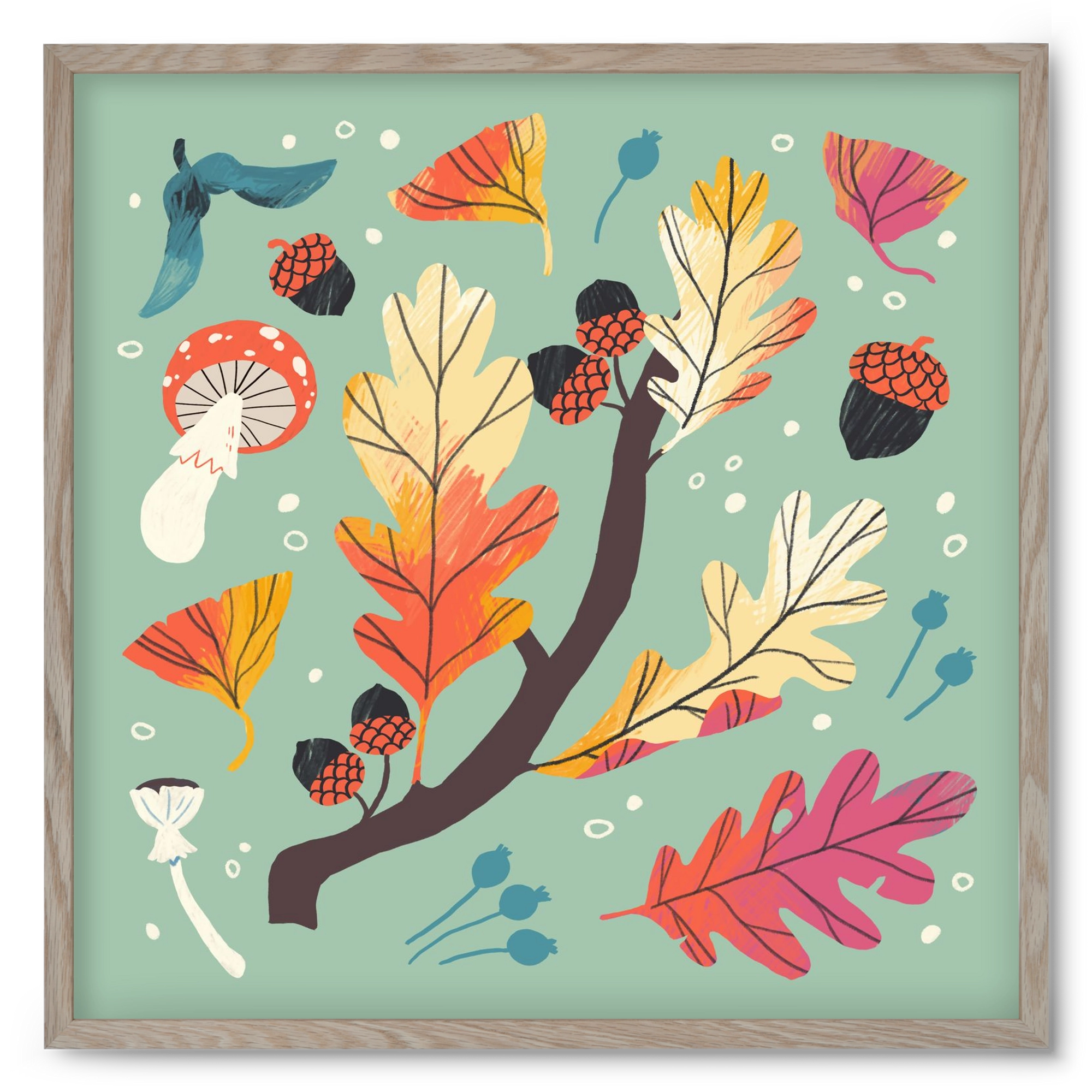 Őszi kincsek, 50x50 cm (50x50 cm), Tölgy keret