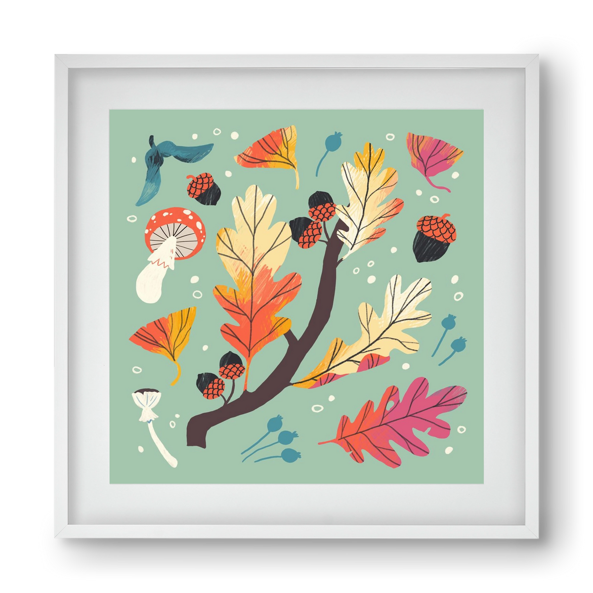 Őszi kincsek, 40x40 cm (30x30 cm), Fehér keret, paszpartuval