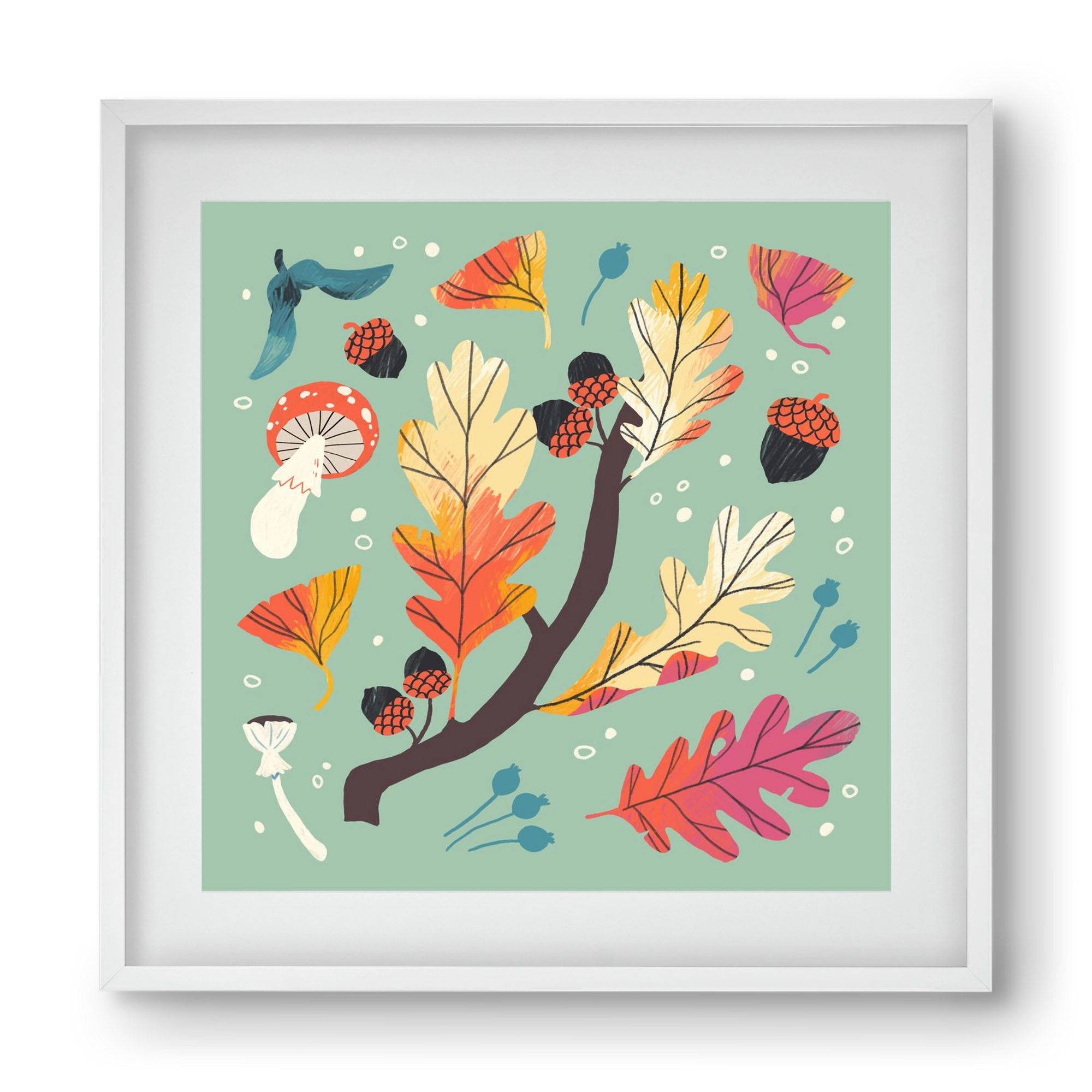 Őszi kincsek, 40x40 cm (30x30 cm), Fehér keret, paszpartuval