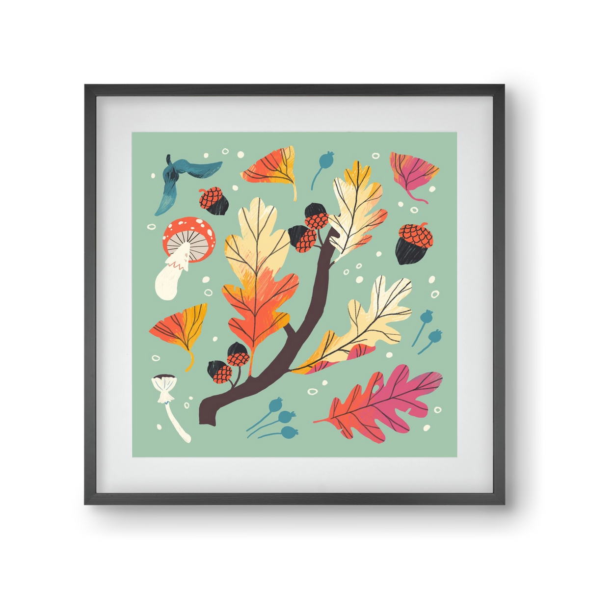 Őszi kincsek, 30x30 cm (20x20 cm), Fekete keret, paszpartuval