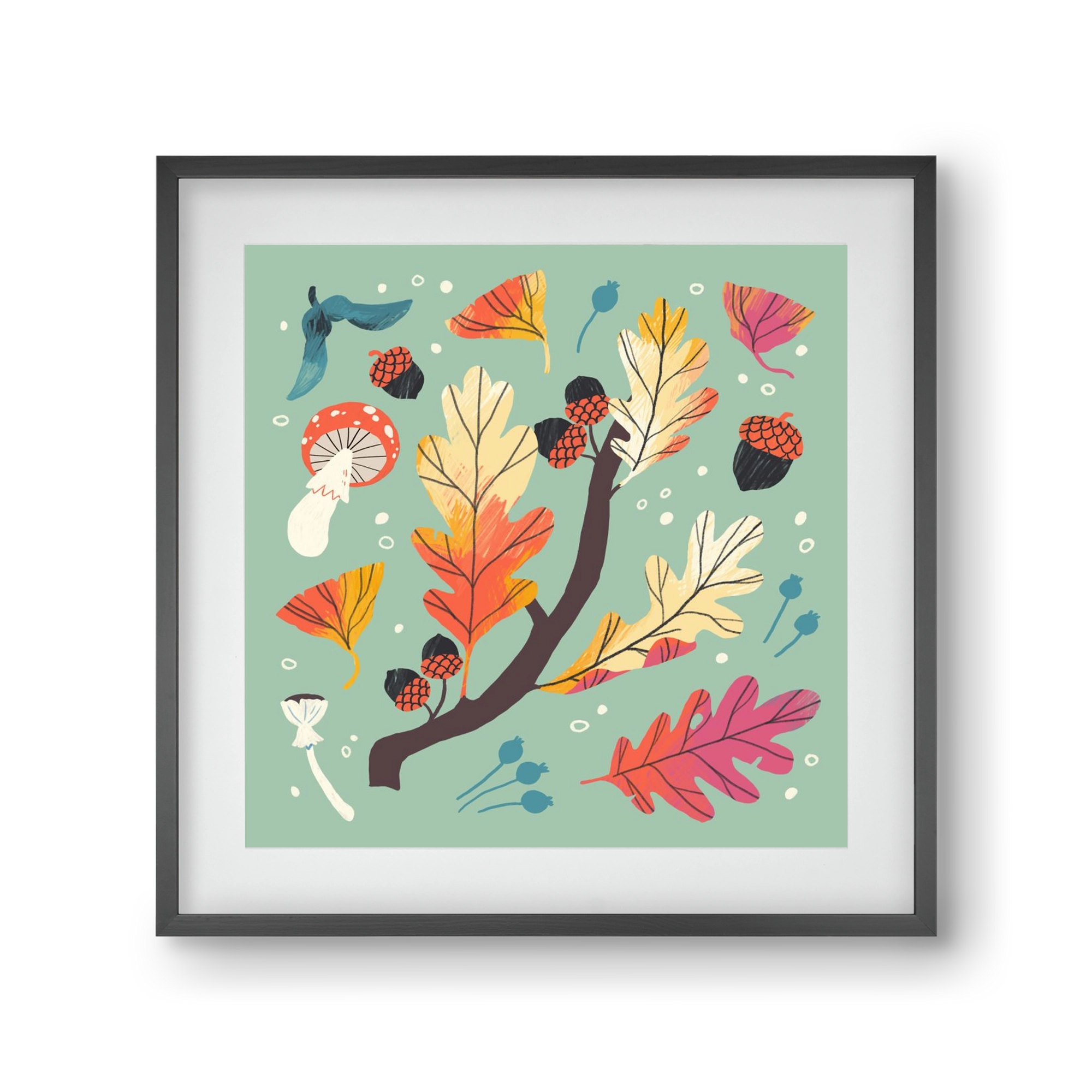 Őszi kincsek, 30x30 cm (20x20 cm), Fekete keret, paszpartuval