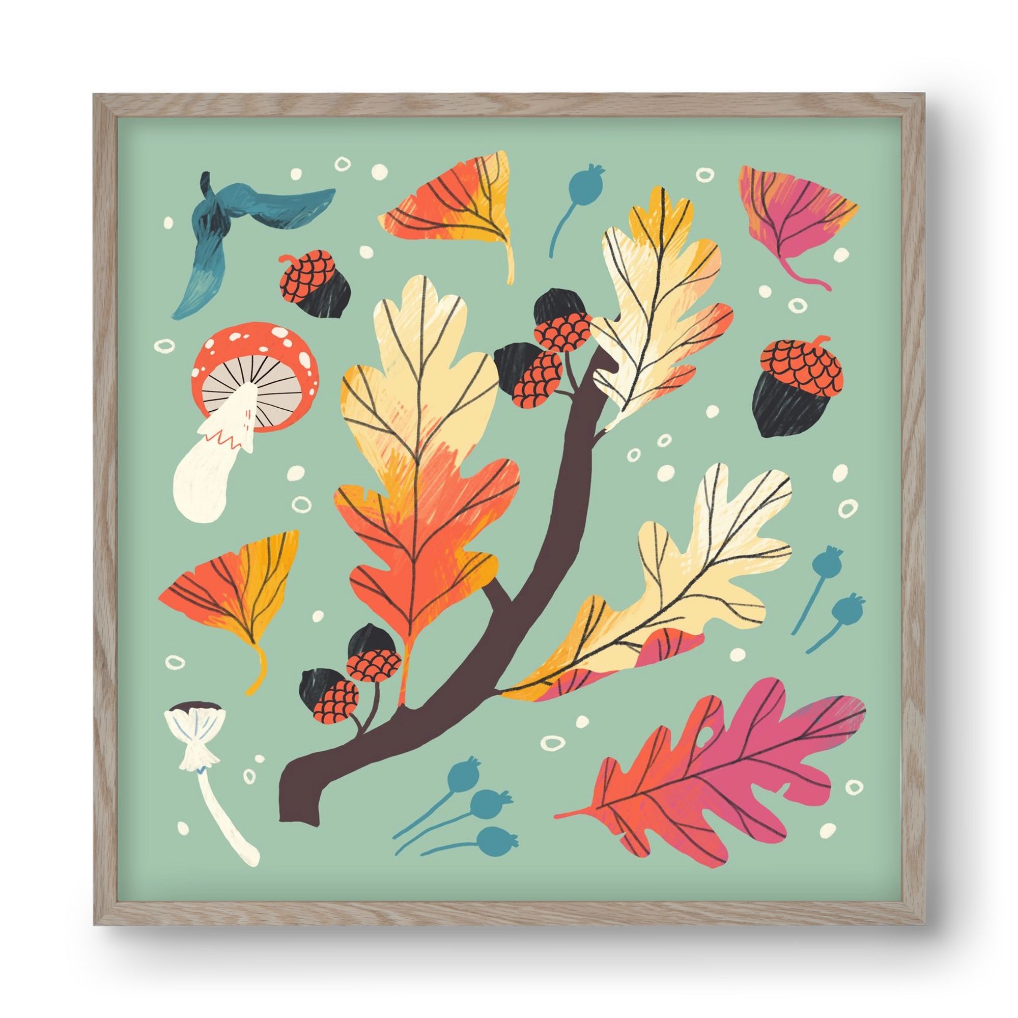 Őszi kincsek, 40x40 cm (40x40 cm), Tölgy keret