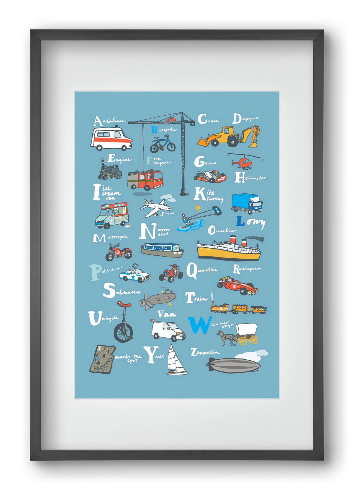 ABC Transport, 40x60 cm (30x45 cm), Fekete keret, paszpartuval