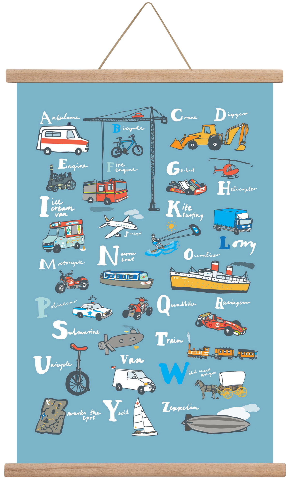 ABC Transport, 40x60 cm (40x60 cm), Tölgy akasztó