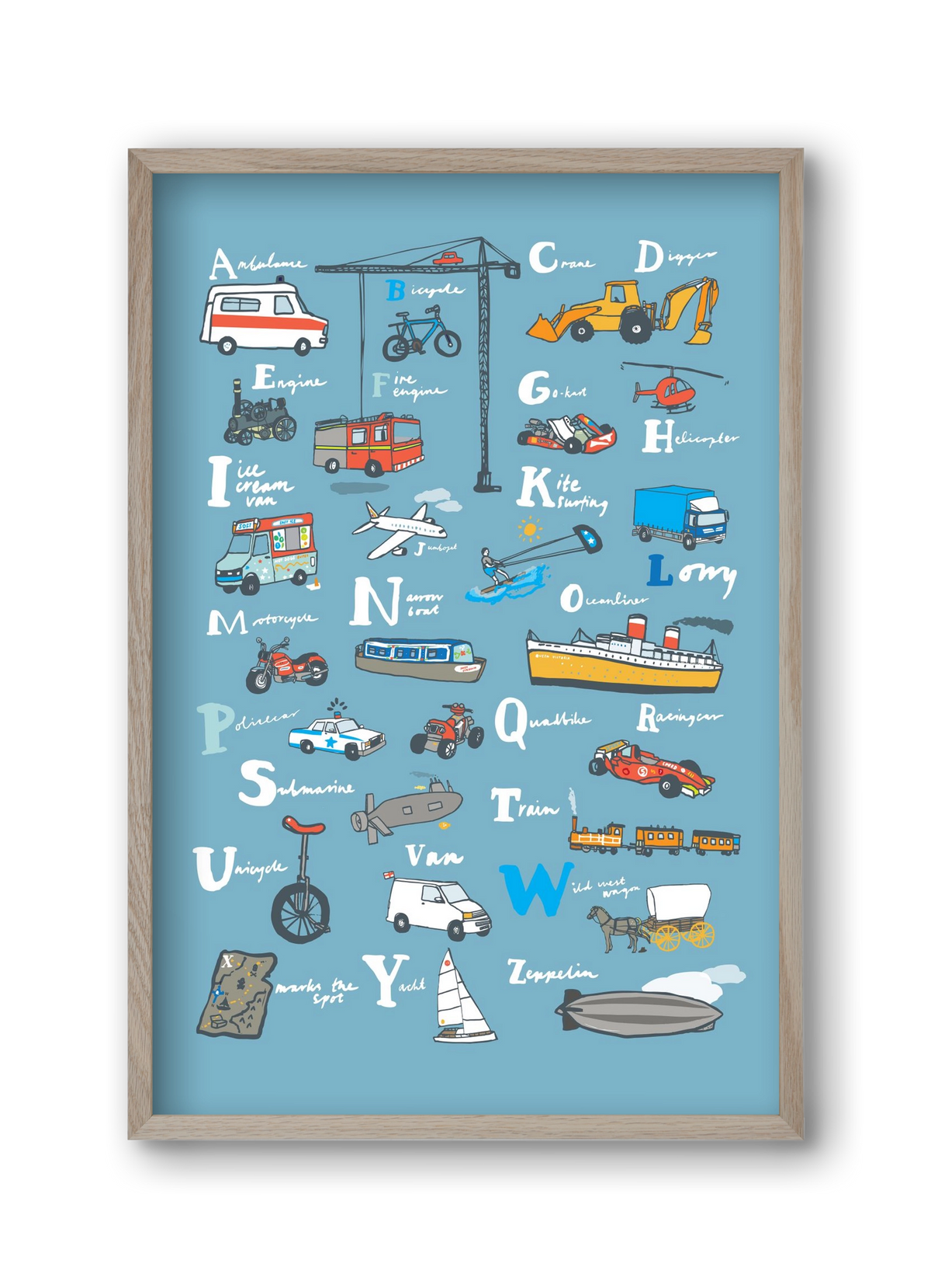 ABC Transport, 30x45 cm (30x45 cm), Tölgy keret