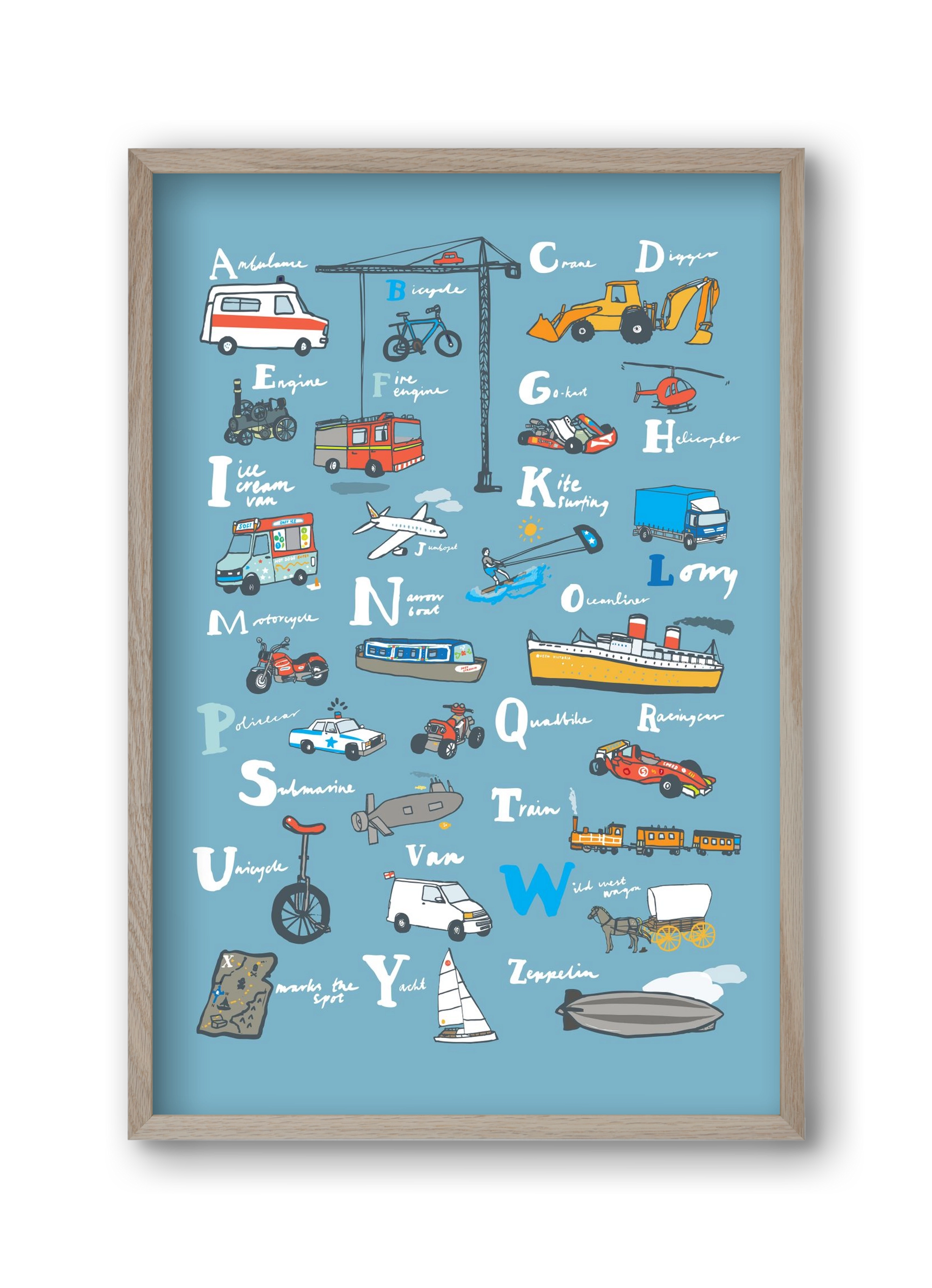 ABC Transport, 30x45 cm (30x45 cm), Tölgy keret