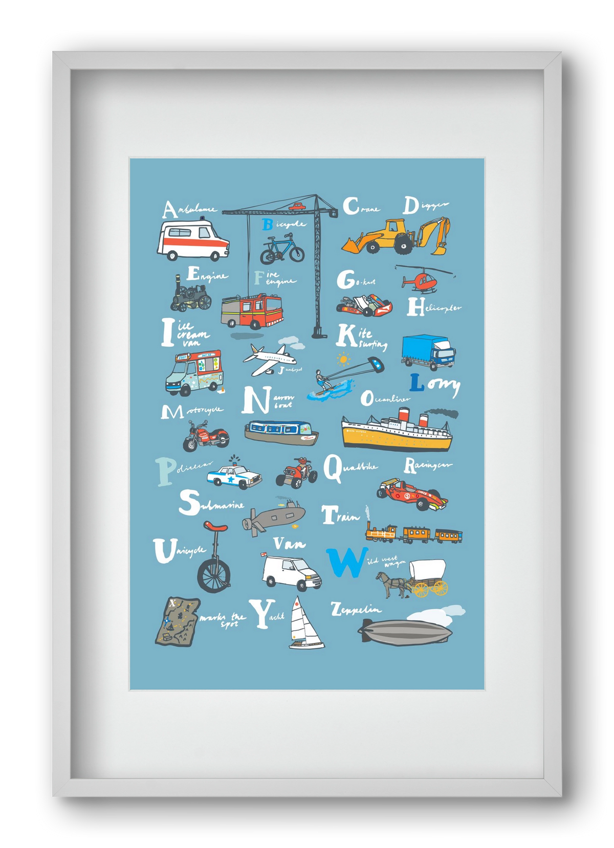 ABC Transport, 40x60 cm (30x45 cm), Fehér keret, paszpartuval