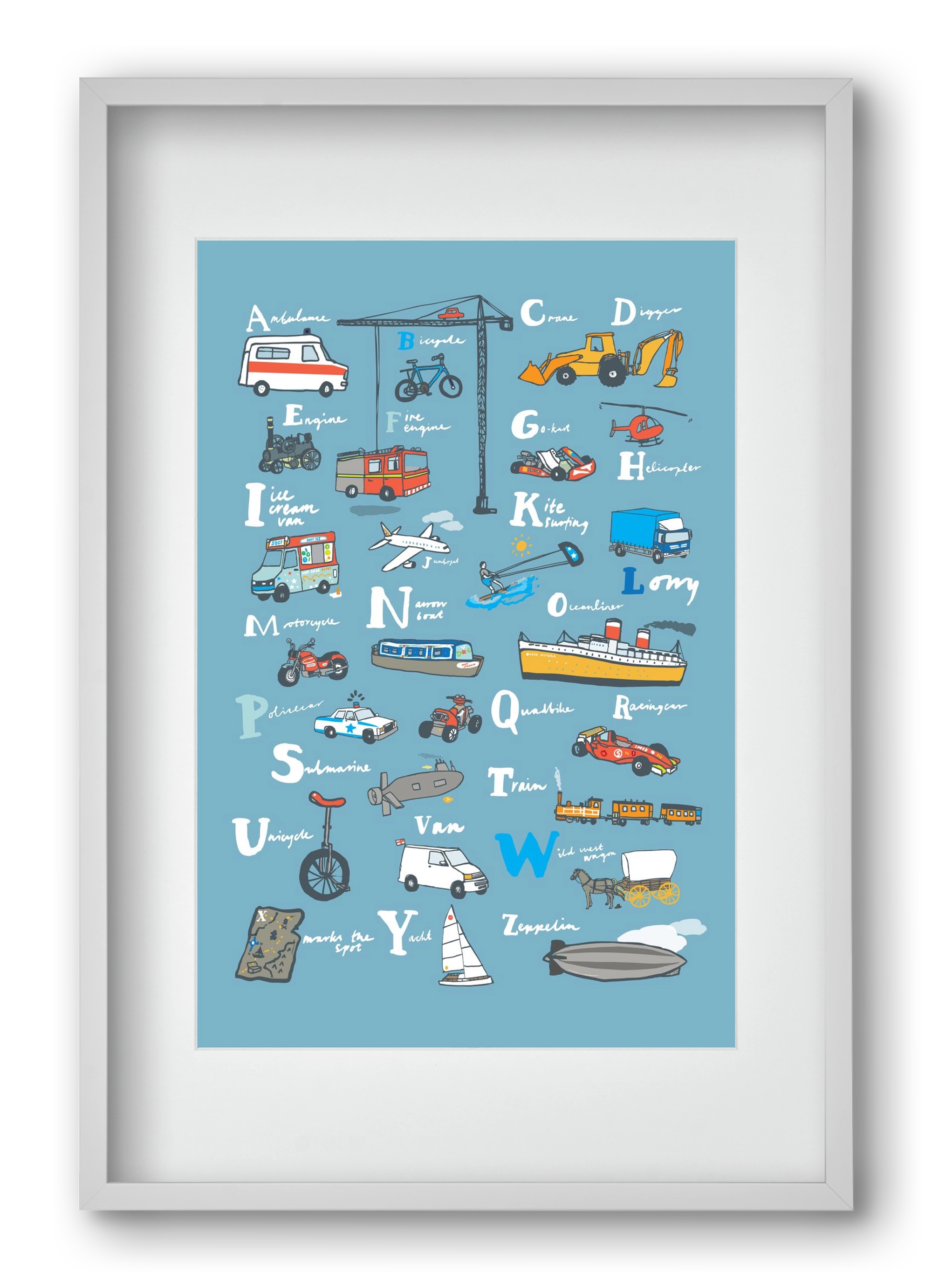 ABC Transport, 40x60 cm (30x45 cm), Fehér keret, paszpartuval