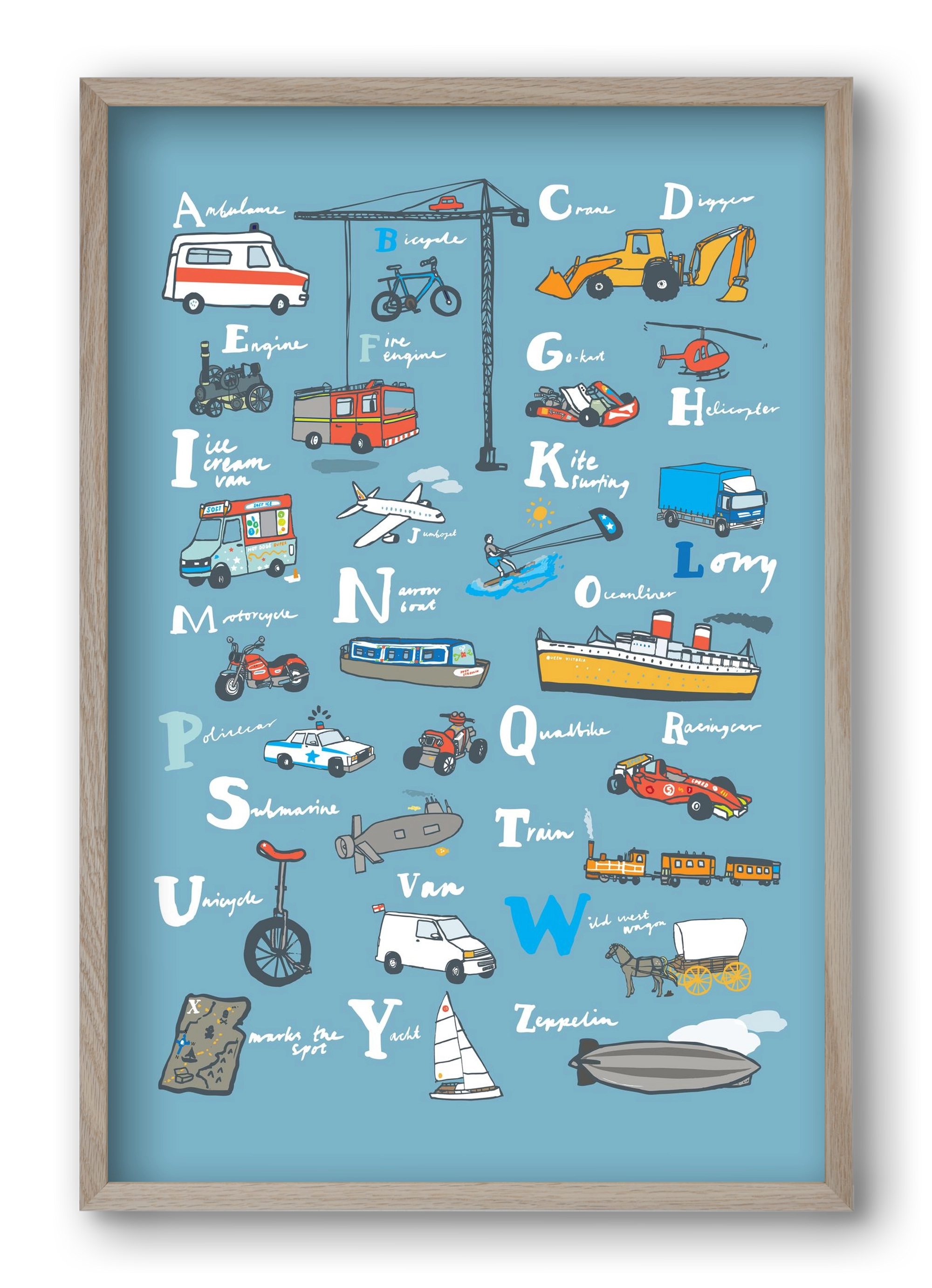 ABC Transport, 40x60 cm (40x60 cm), Tölgy keret