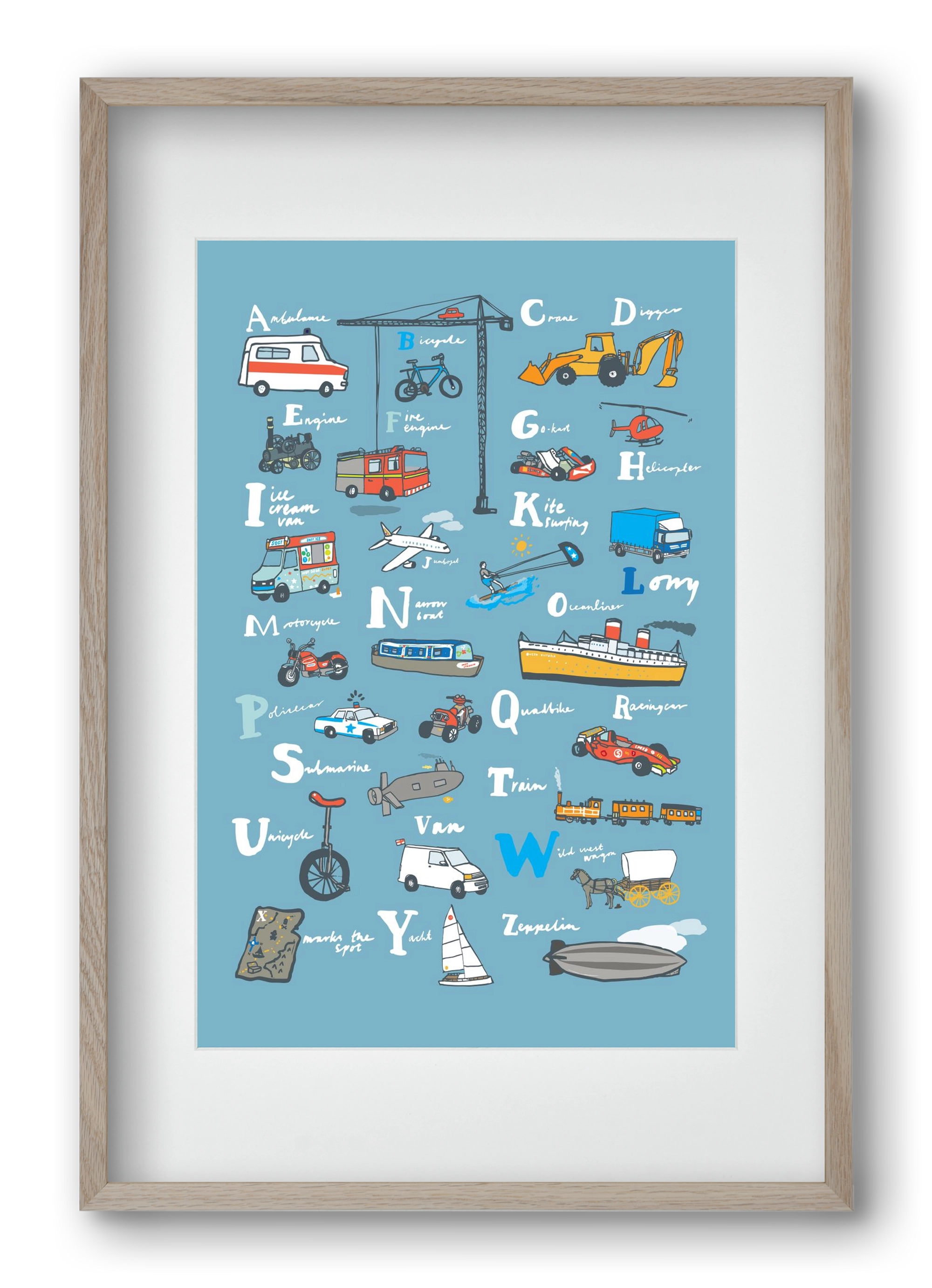 ABC Transport, 40x60 cm (30x45 cm), Tölgy keret, paszpartuval