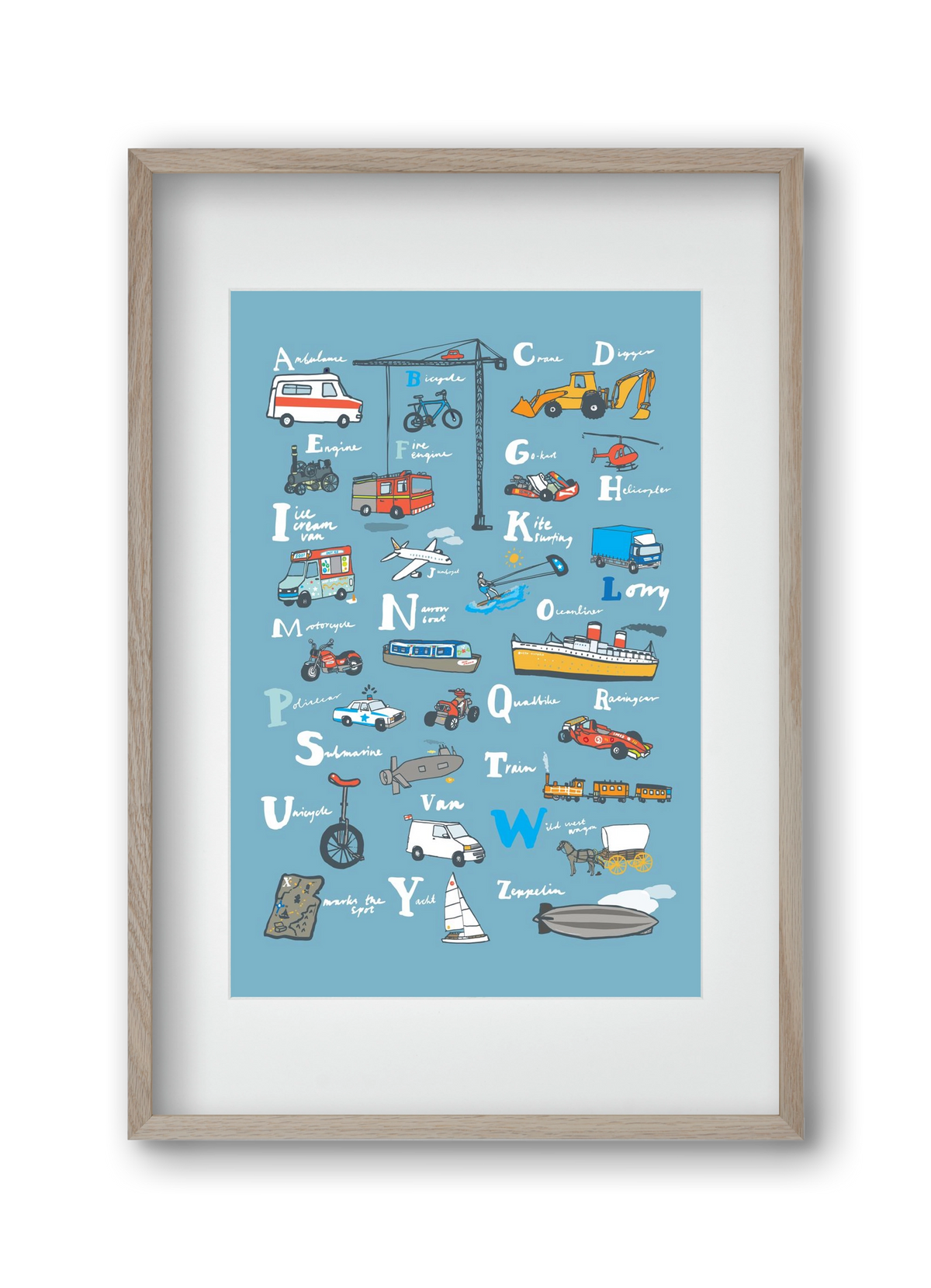 ABC Transport, 30x45 cm (20x30 cm), Tölgy keret, paszpartuval