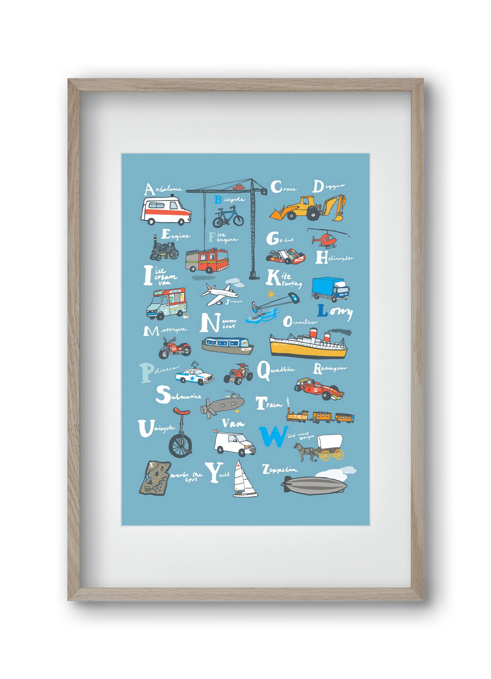 ABC Transport, 30x45 cm (20x30 cm), Tölgy keret, paszpartuval