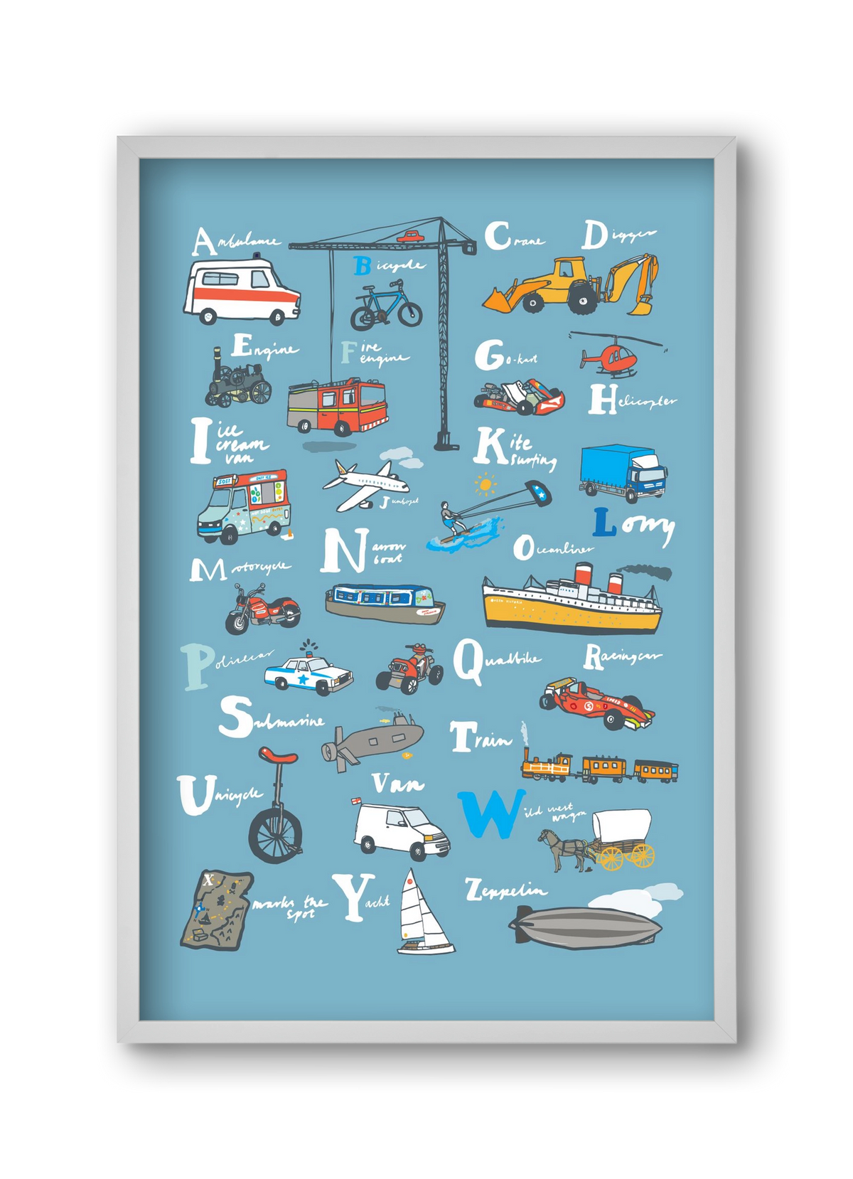 ABC Transport, 30x45 cm (30x45 cm), Fehér keret